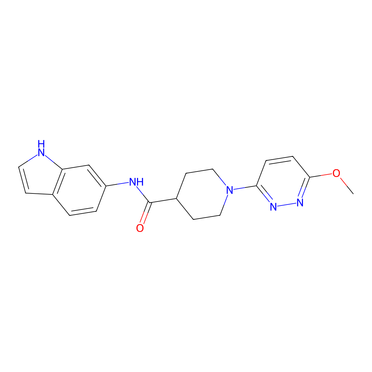 N-(1H-indol-6-yl)-1-(6-methoxypyridazin-3-yl)piperidine-4-carboxamide molecular structure, CAS 1436003-02-9