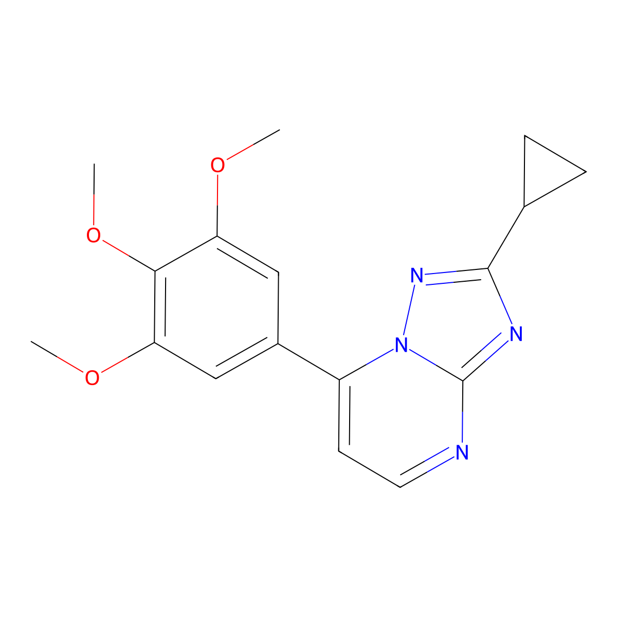 2-Cyclopropyl-7-(3,4,5-trimethoxyphenyl)[1,2,4]triazolo[1,5-a]pyrimidine molecular structure, CAS 1436003-04-1