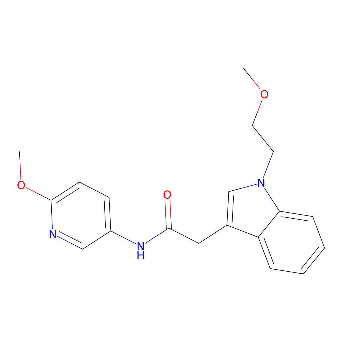 2-[1-(2-methoxyethyl)-1H-indol-3-yl]-N-(6-methoxypyridin-3-yl)acetamide molecular structure, CAS 1436003-18-7