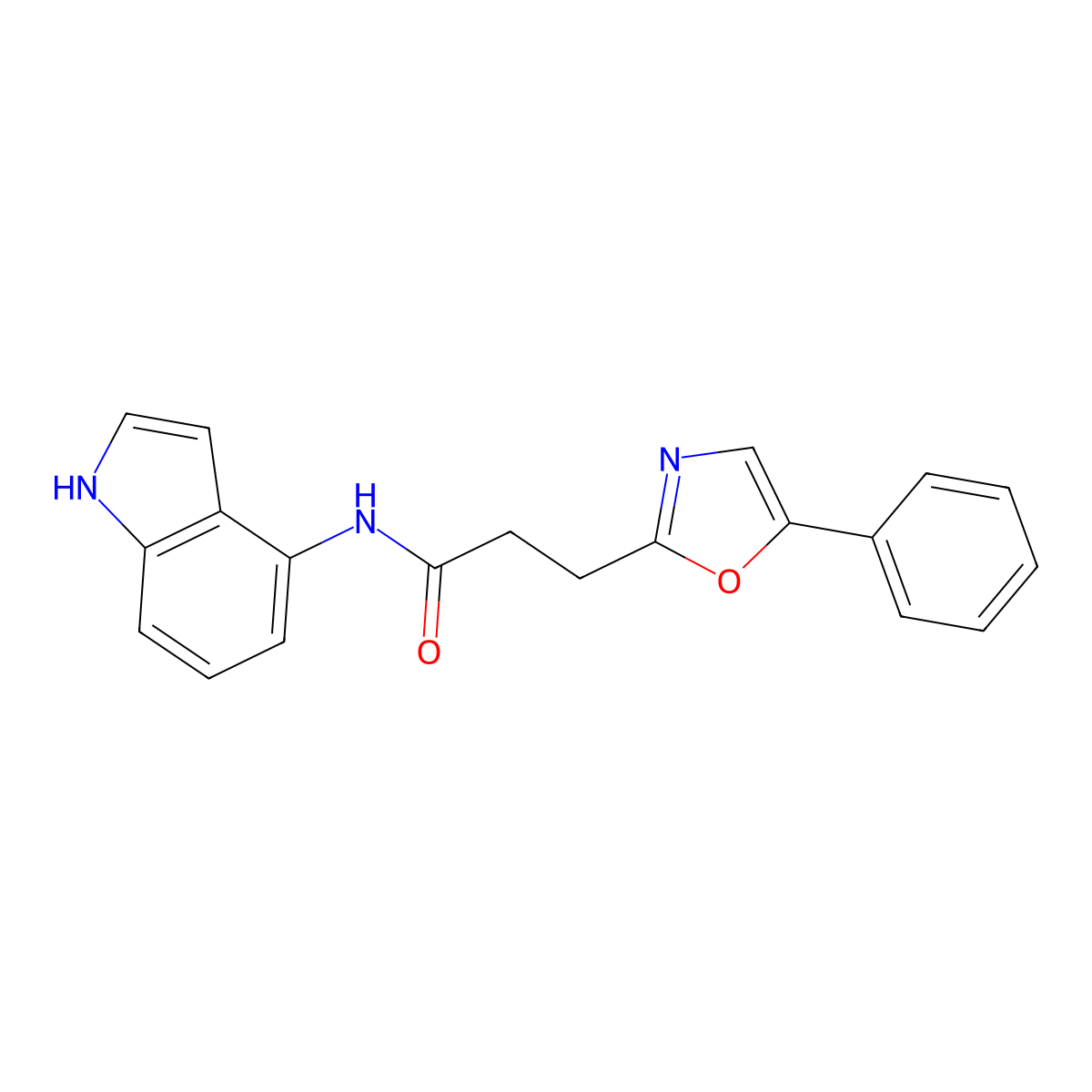 N-(1H-indol-4-yl)-3-(5-phenyl-1,3-oxazol-2-yl)propanamide molecular structure, CAS 1436003-33-6