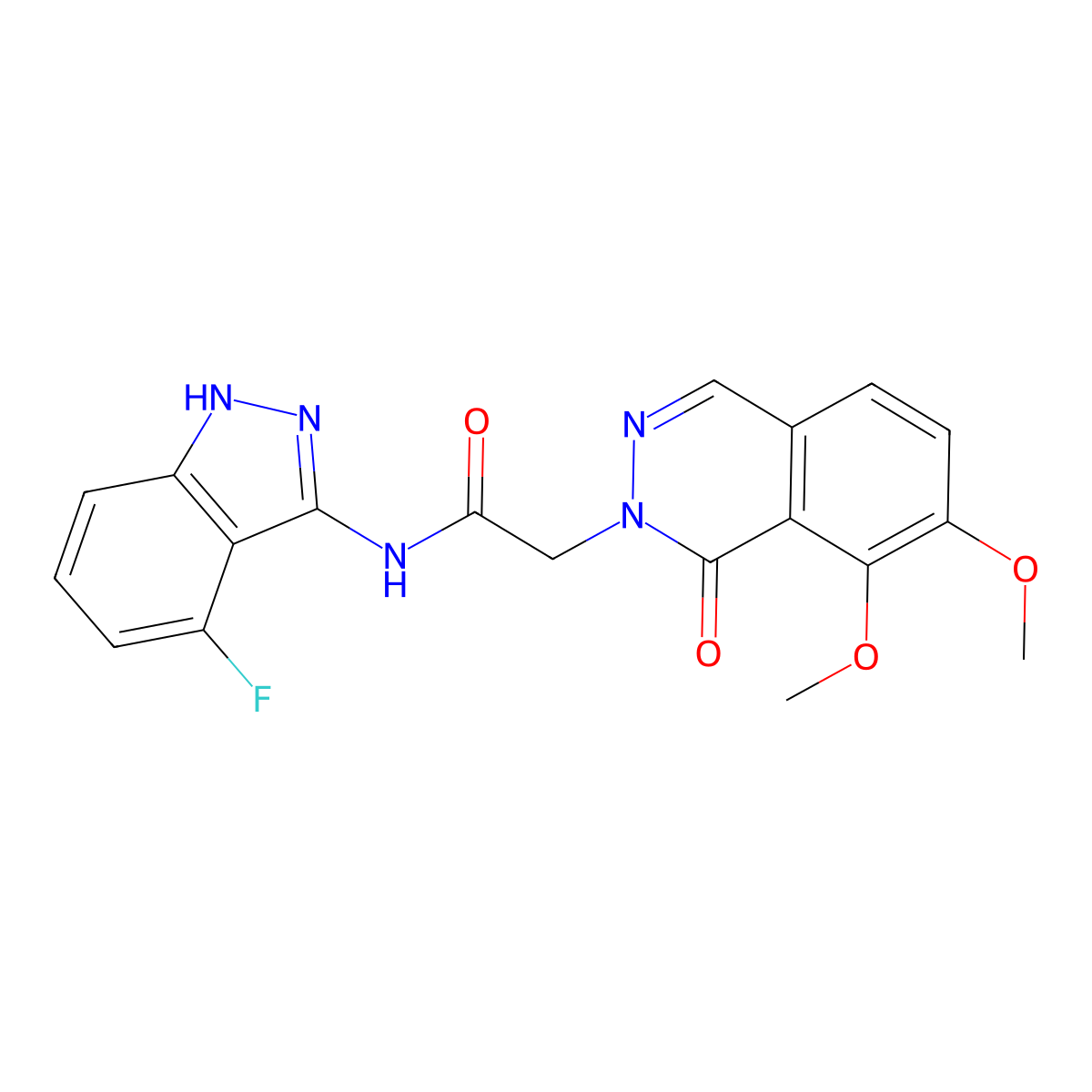 2-(7,8-dimethoxy-1-oxophthalazin-2(1H)-yl)-N-(4-fluoro-2H-indazol-3-yl)acetamide molecular structure, CAS 1436003-43-8