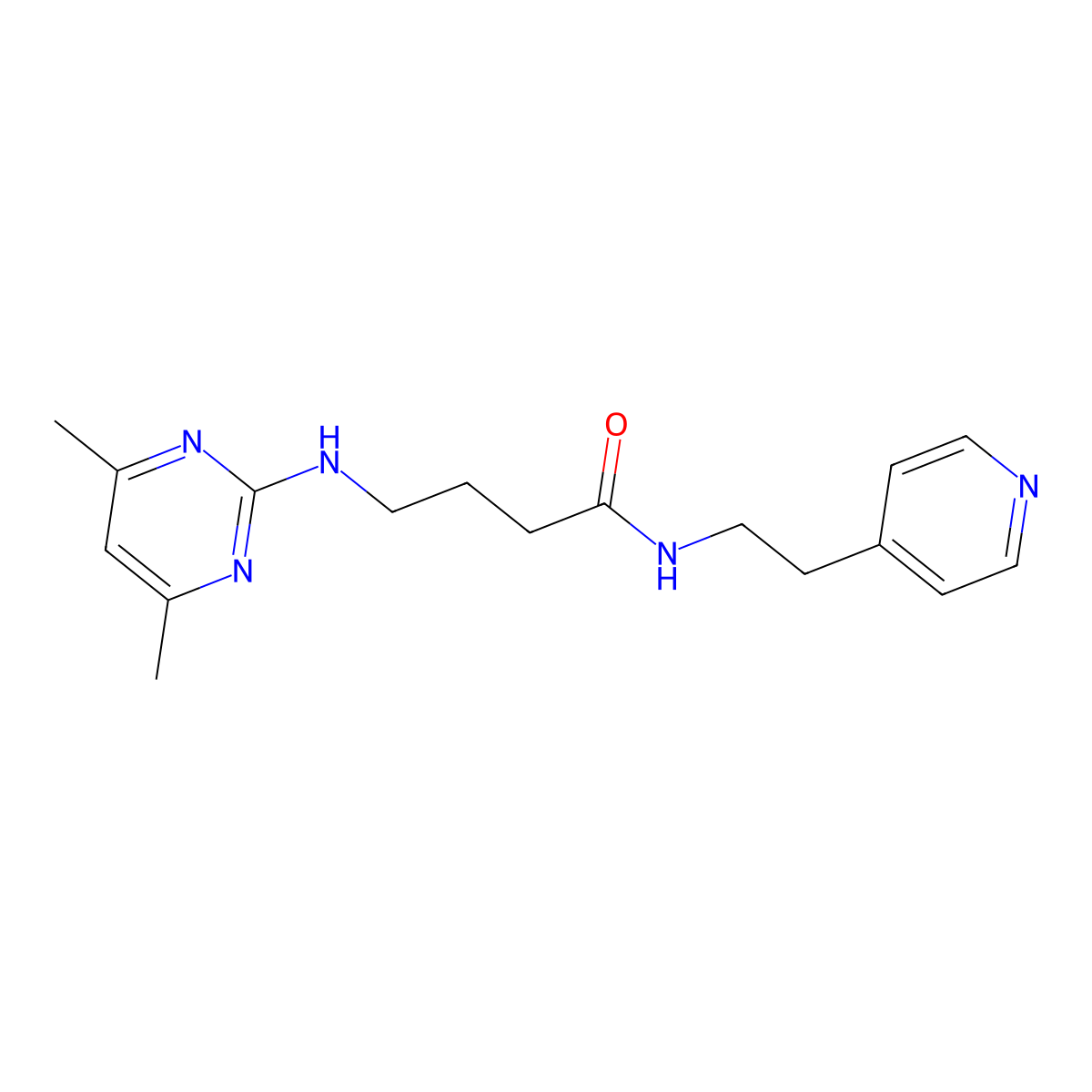 4-[(4,6-dimethylpyrimidin-2-yl)amino]-N-[2-(pyridin-4-yl)ethyl]butanamide molecular structure, CAS 1436003-44-9