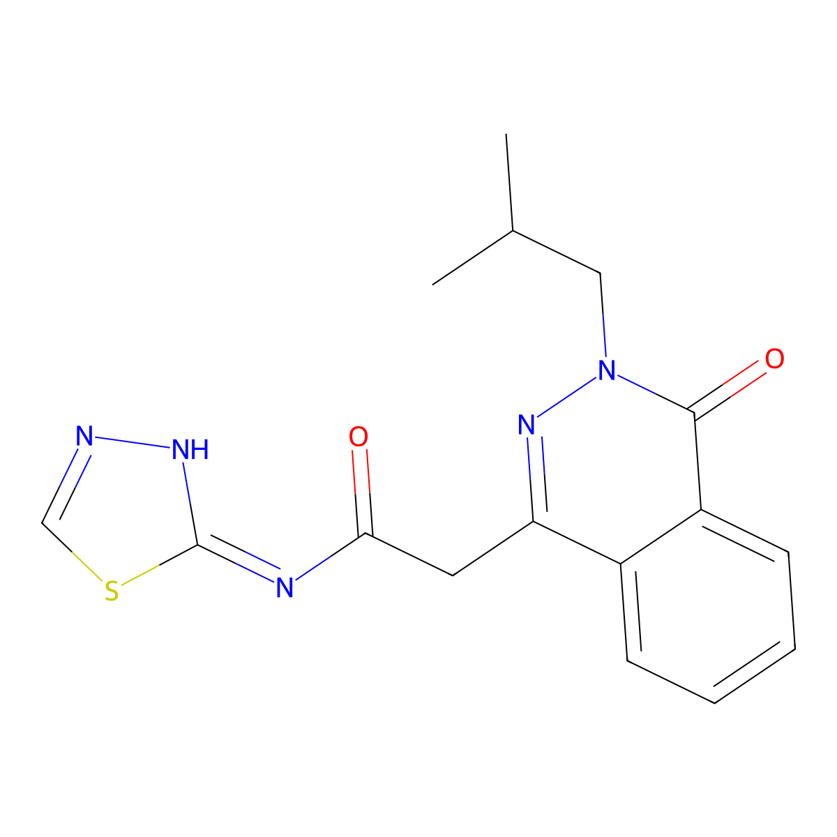 2-(3-isobutyl-4-oxo-3,4-dihydrophthalazin-1-yl)-N-(1,3,4-thiadiazol-2-yl)acetamide molecular structure, CAS 1436003-50-7