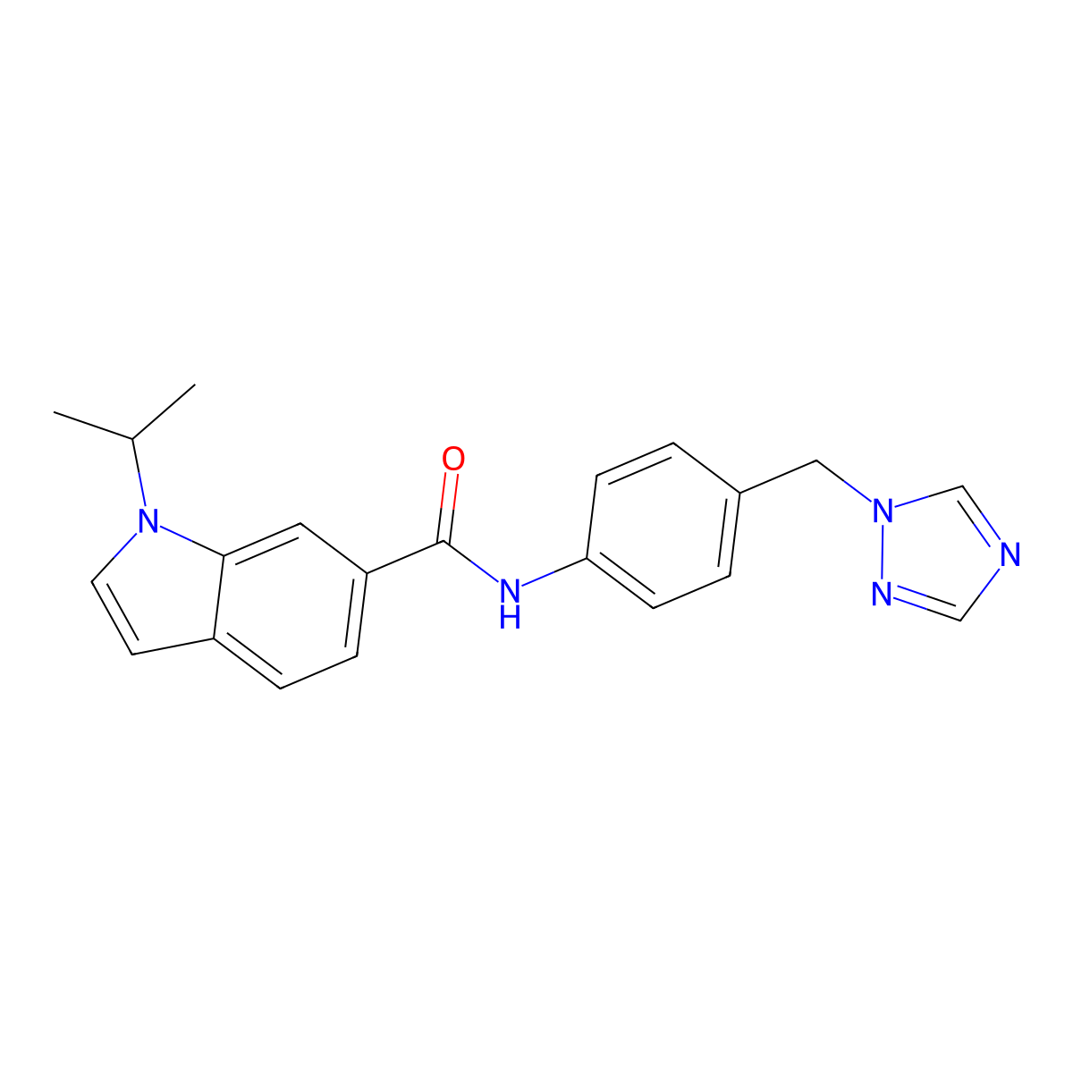 1-(propan-2-yl)-N-[4-(1H-1,2,4-triazol-1-ylmethyl)phenyl]-1H-indole-6-carboxamide molecular structure, CAS 1436003-76-7