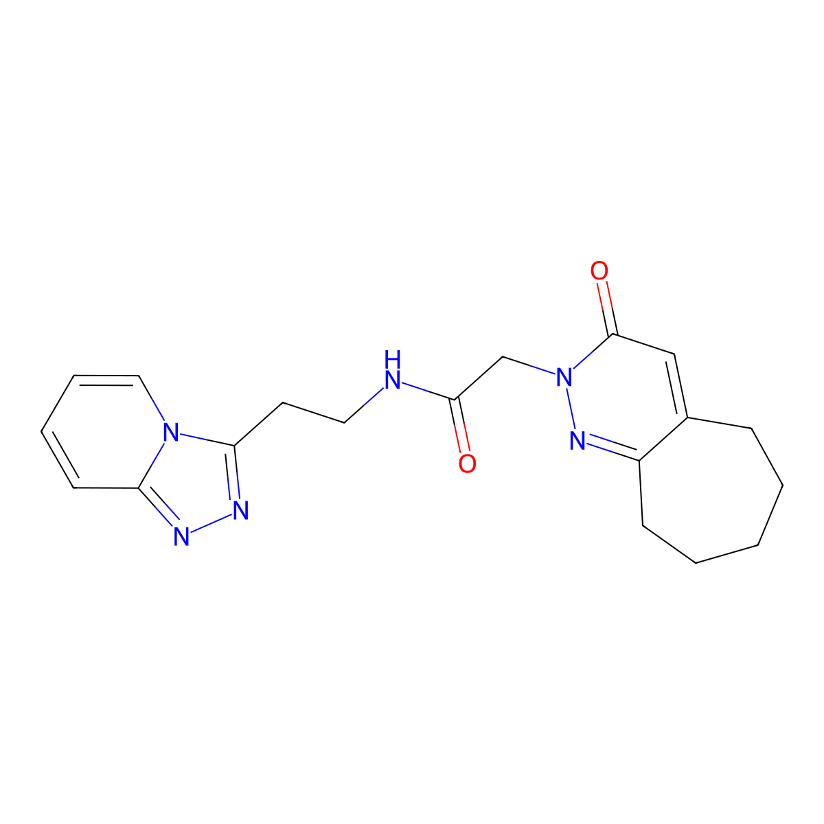 2-(3-oxo-3,5,6,7,8,9-hexahydro-2H-cyclohepta[c]pyridazin-2-yl)-N-(2-[1,2,4]triazolo[4,3-a]pyridin-3-ylethyl)acetamide molecular structure, CAS 1436003-82-5