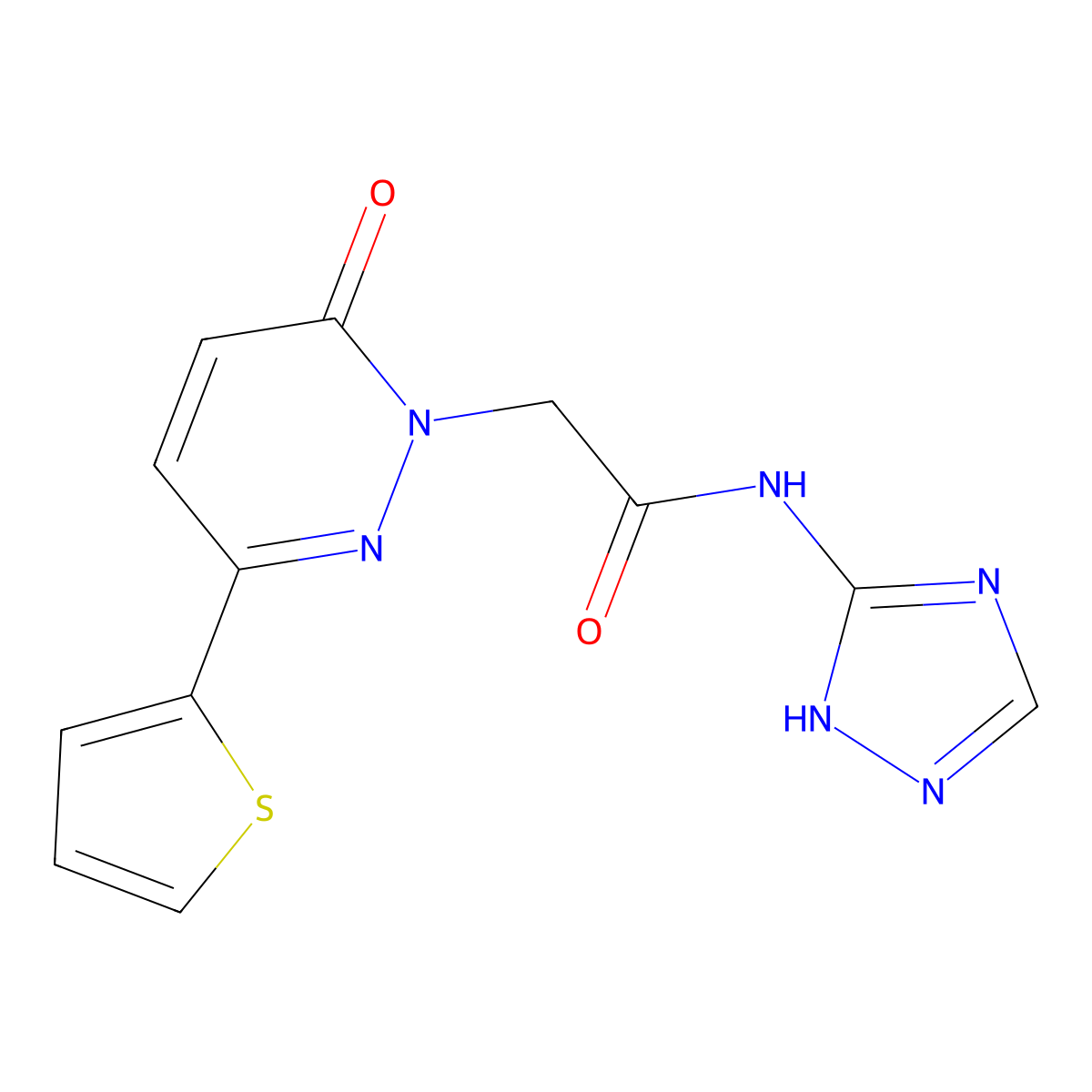 2-[6-oxo-3-(thiophen-2-yl)pyridazin-1(6H)-yl]-N-(4H-1,2,4-triazol-3-yl)acetamide molecular structure, CAS 1436003-83-6