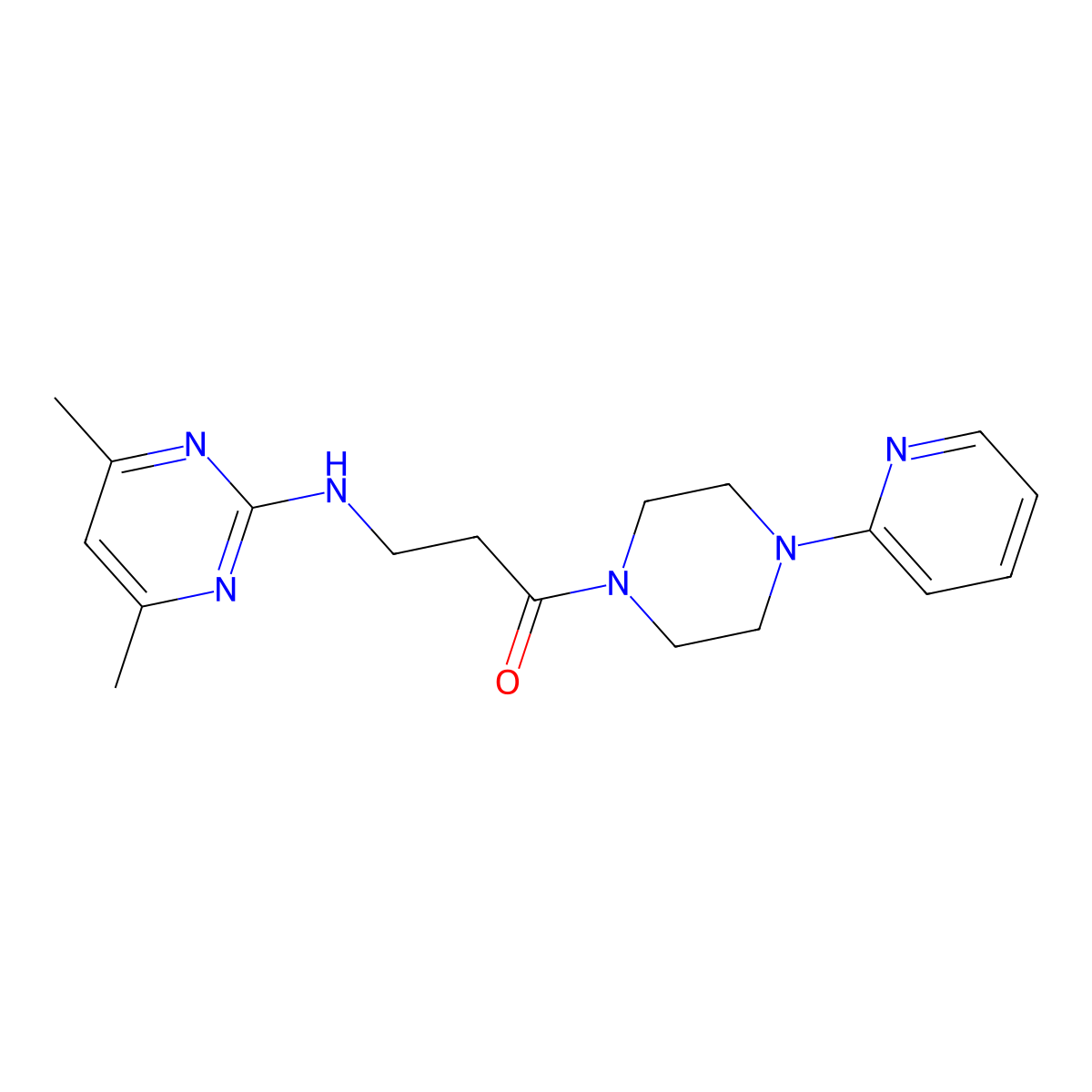 3-[(4,6-Dimethyl-2-pyrimidinyl)amino]-1-[4-(2-pyridyl)piperazino]-1-propanone molecular structure, CAS 1436003-98-3