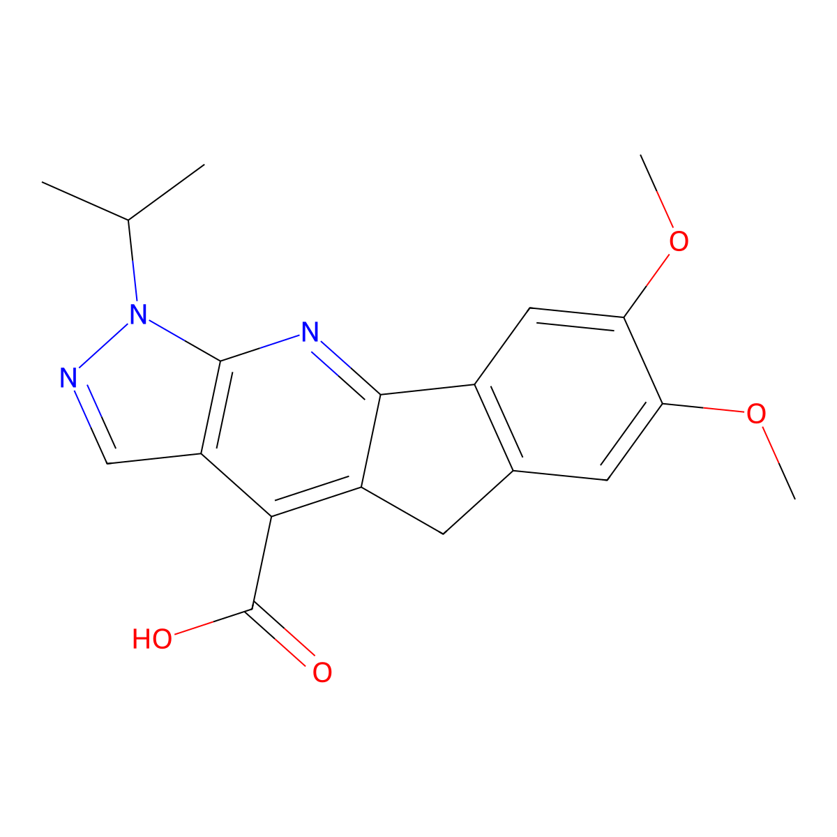 1-Isopropyl-7,8-dimethoxy-1,5-dihydroindeno[1,2-b]pyrazolo[4,3-e]pyridine-4-carboxylic acid molecular structure, CAS 1436004-15-7