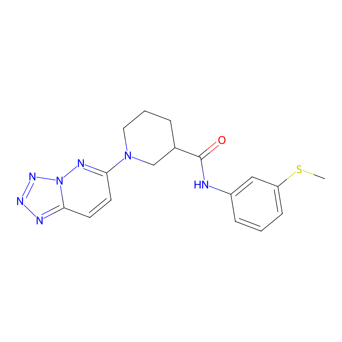 N-[3-(methylsulfanyl)phenyl]-1-(tetrazolo[1,5-b]pyridazin-6-yl)piperidine-3-carboxamide molecular structure, CAS 1436004-26-0