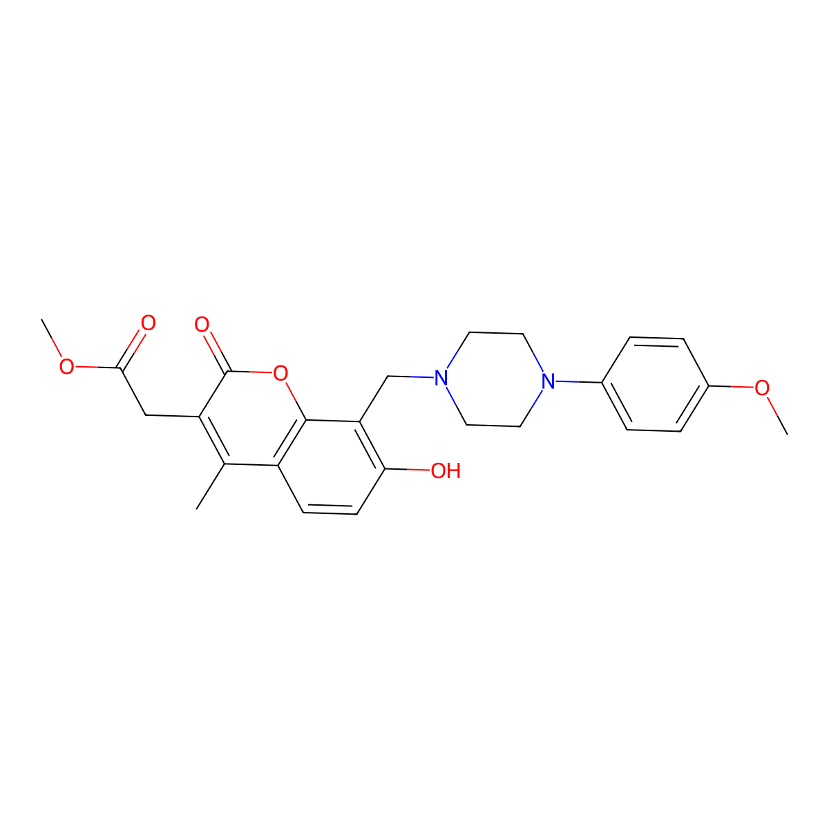 methyl (7-hydroxy-8-{[4-(4-methoxyphenyl)piperazin-1-yl]methyl}-4-methyl-2-oxo-2H-chromen-3-yl)acetate molecular structure, CAS 1436004-29-3
