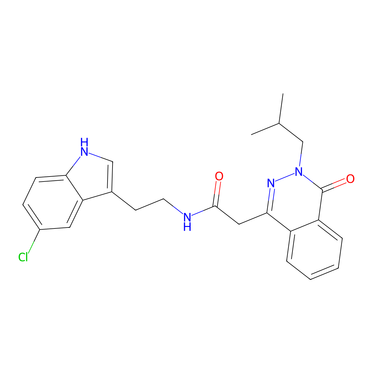 N-[2-(5-chloro-1H-indol-3-yl)ethyl]-2-[3-(2-methylpropyl)-4-oxo-3,4-dihydrophthalazin-1-yl]acetamide molecular structure, CAS 1436004-30-6