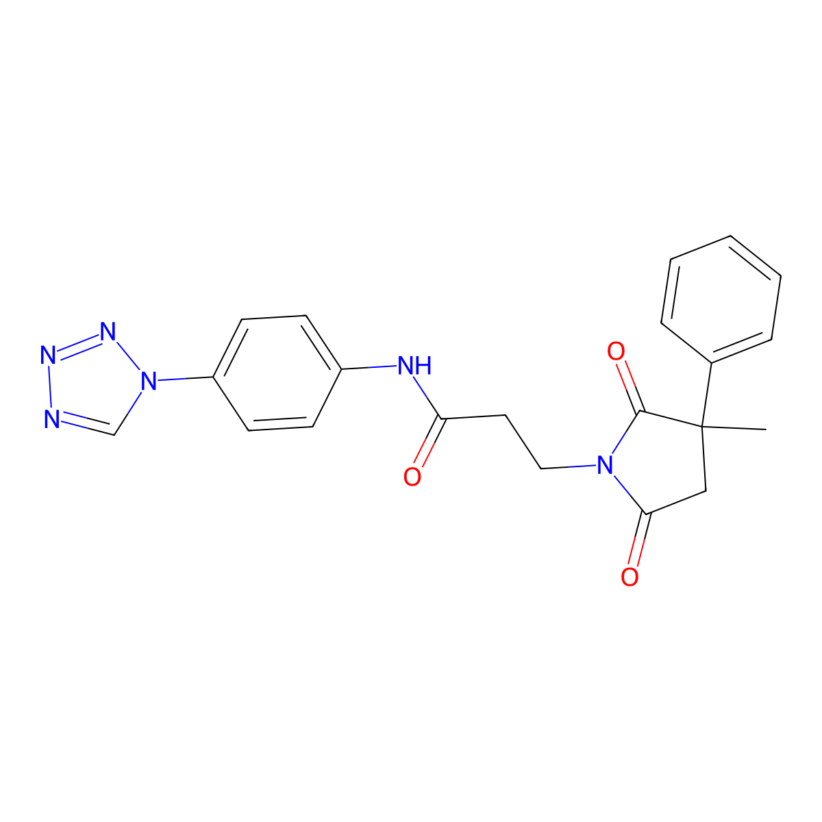 3-(3-methyl-2,5-dioxo-3-phenylpyrrolidin-1-yl)-N-[4-(1H-tetrazol-1-yl)phenyl]propanamide molecular structure, CAS 1436004-33-9