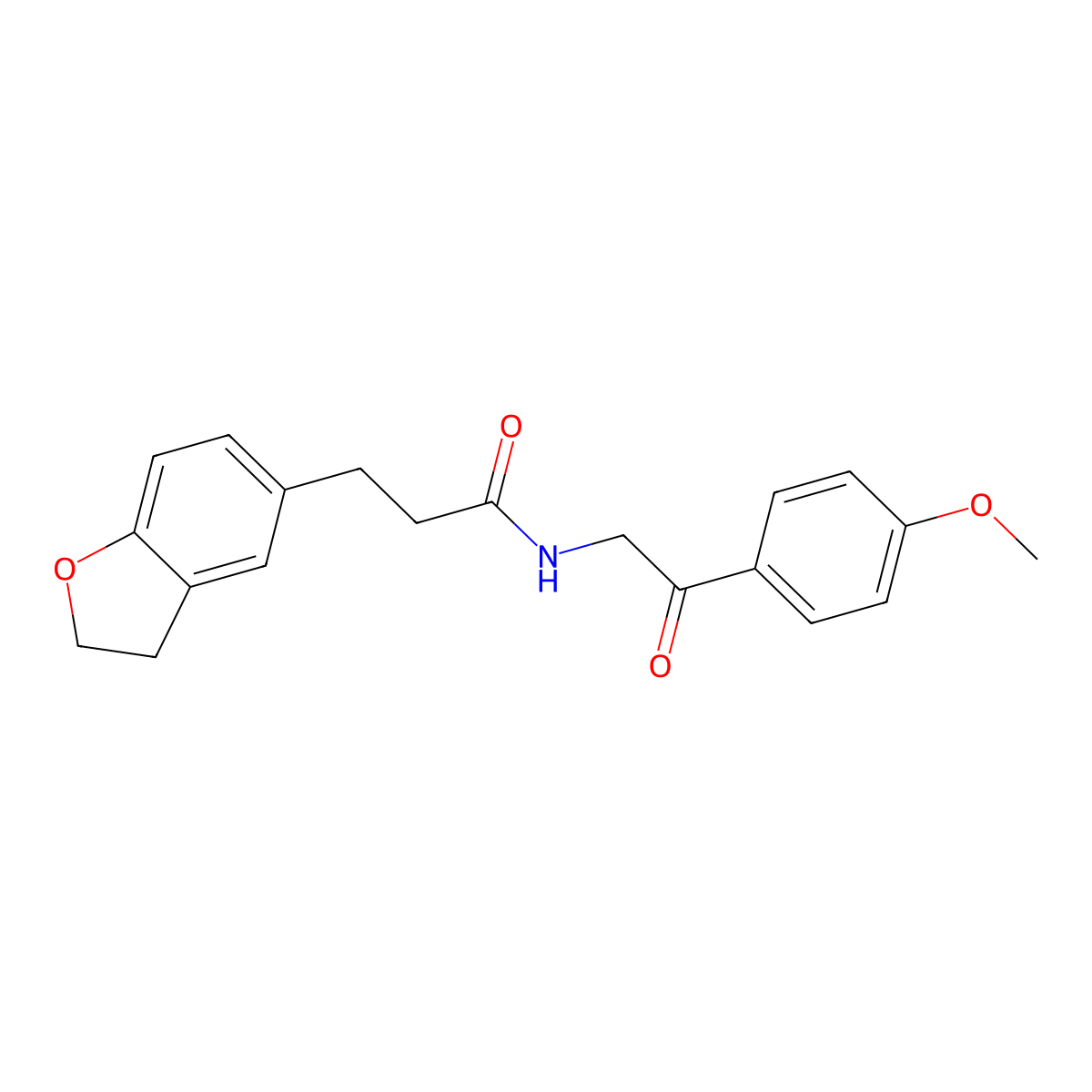 3-(2,3-dihydro-1-benzofuran-5-yl)-N-[2-(4-methoxyphenyl)-2-oxoethyl]propanamide molecular structure, CAS 1436004-45-3