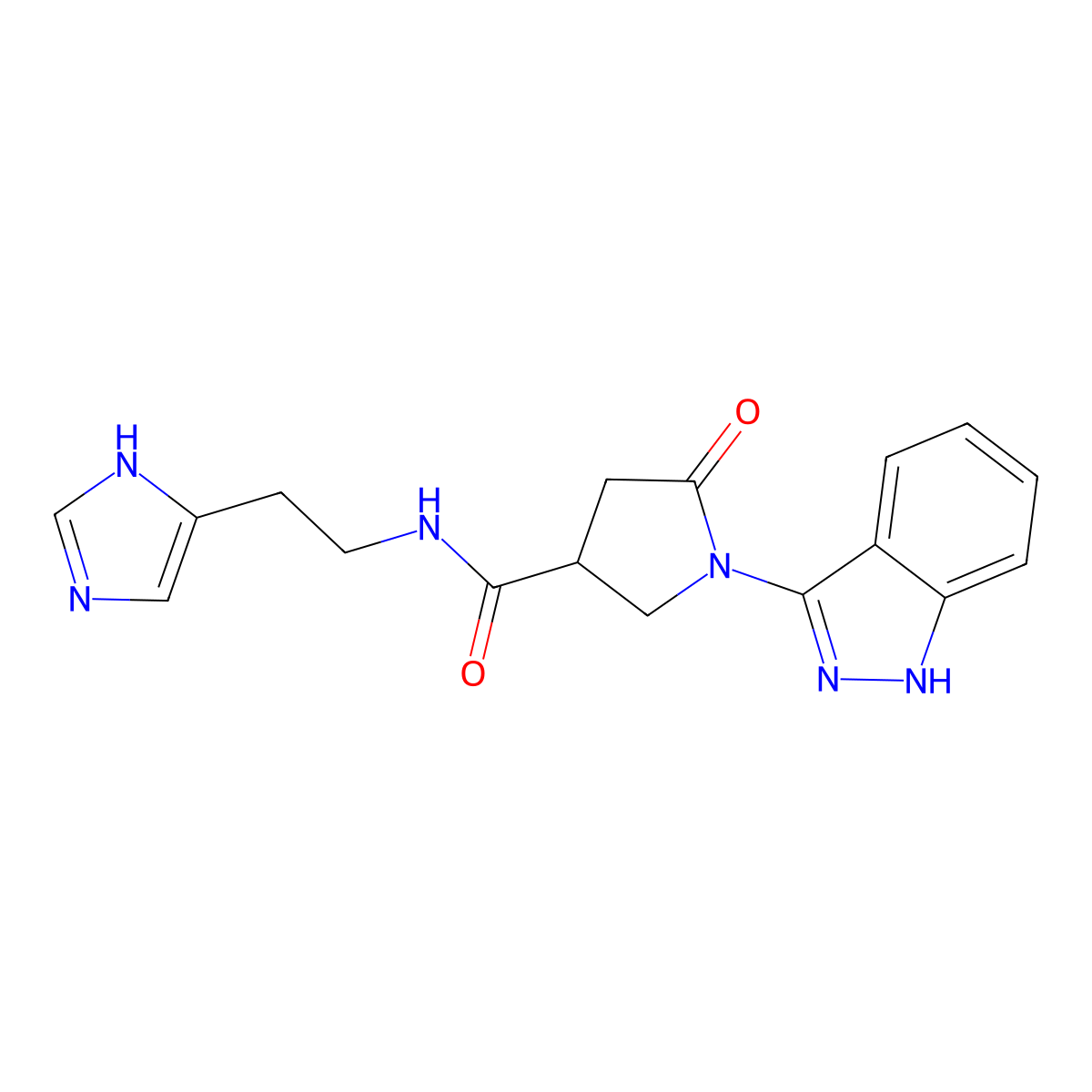 N-[2-(1H-imidazol-4-yl)ethyl]-1-(1H-indazol-3-yl)-5-oxopyrrolidine-3-carboxamide molecular structure, CAS 1436004-46-4