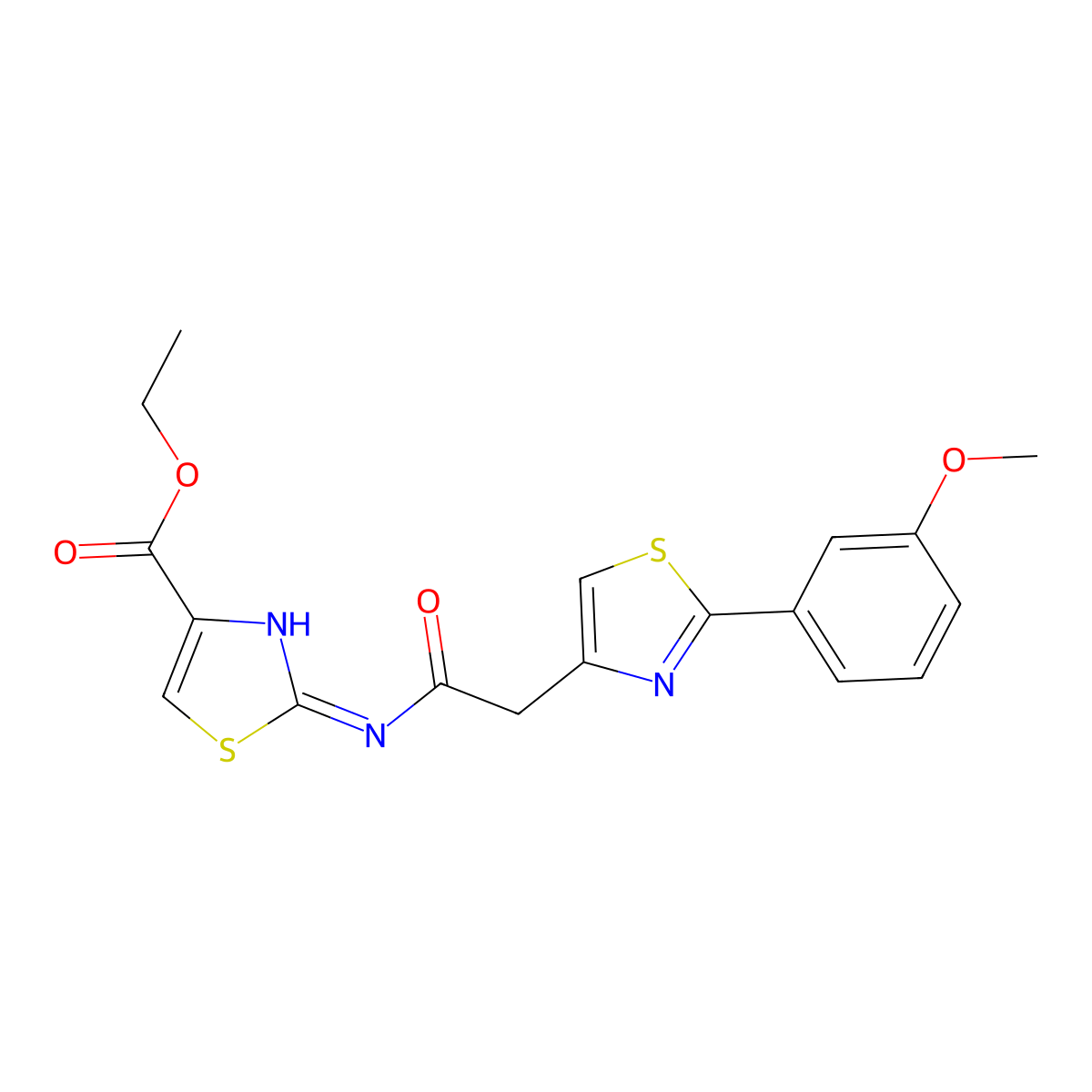 Ethyl 2-({[2-(3-methoxyphenyl)-1,3-thiazol-4-yl]acetyl}amino)-1,3-thiazole-4-carboxylate molecular structure, CAS 1436004-54-4
