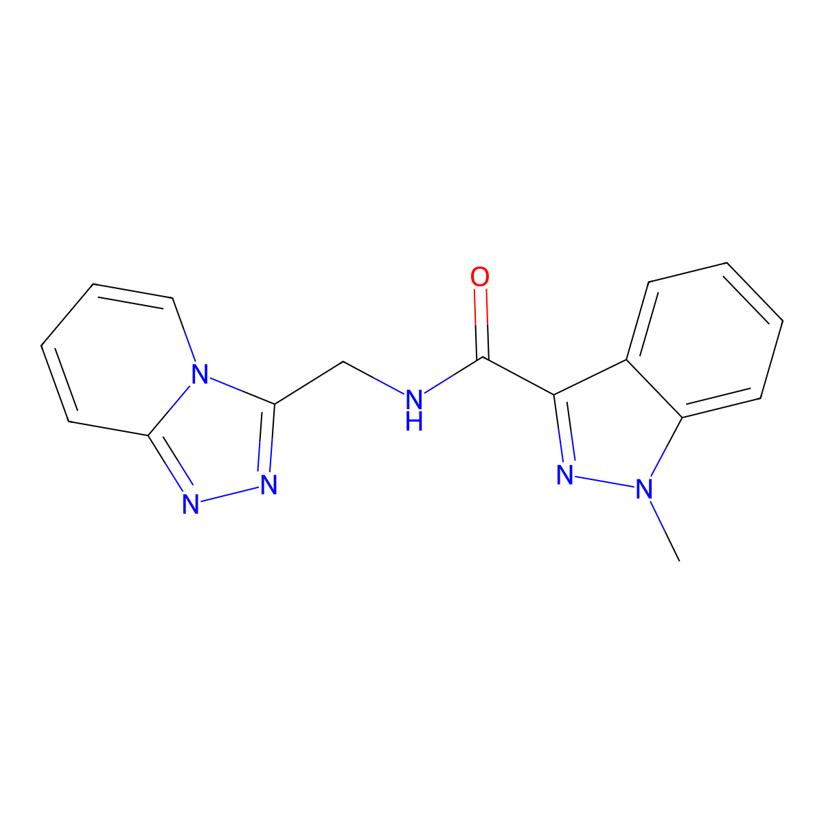 1-methyl-N-([1,2,4]triazolo[4,3-a]pyridin-3-ylmethyl)-1H-indazole-3-carboxamide molecular structure, CAS 1436004-64-6