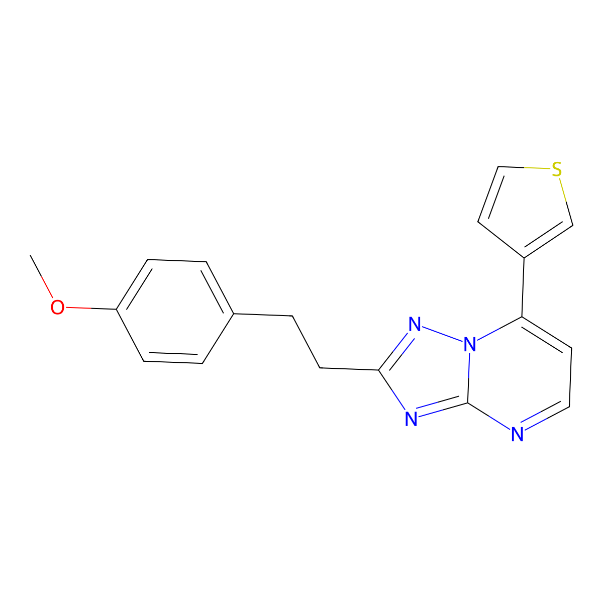 2-(4-Methoxyphenethyl)-7-(3-thienyl)[1,2,4]triazolo[1,5-a]pyrimidine molecular structure, CAS 1436004-66-8