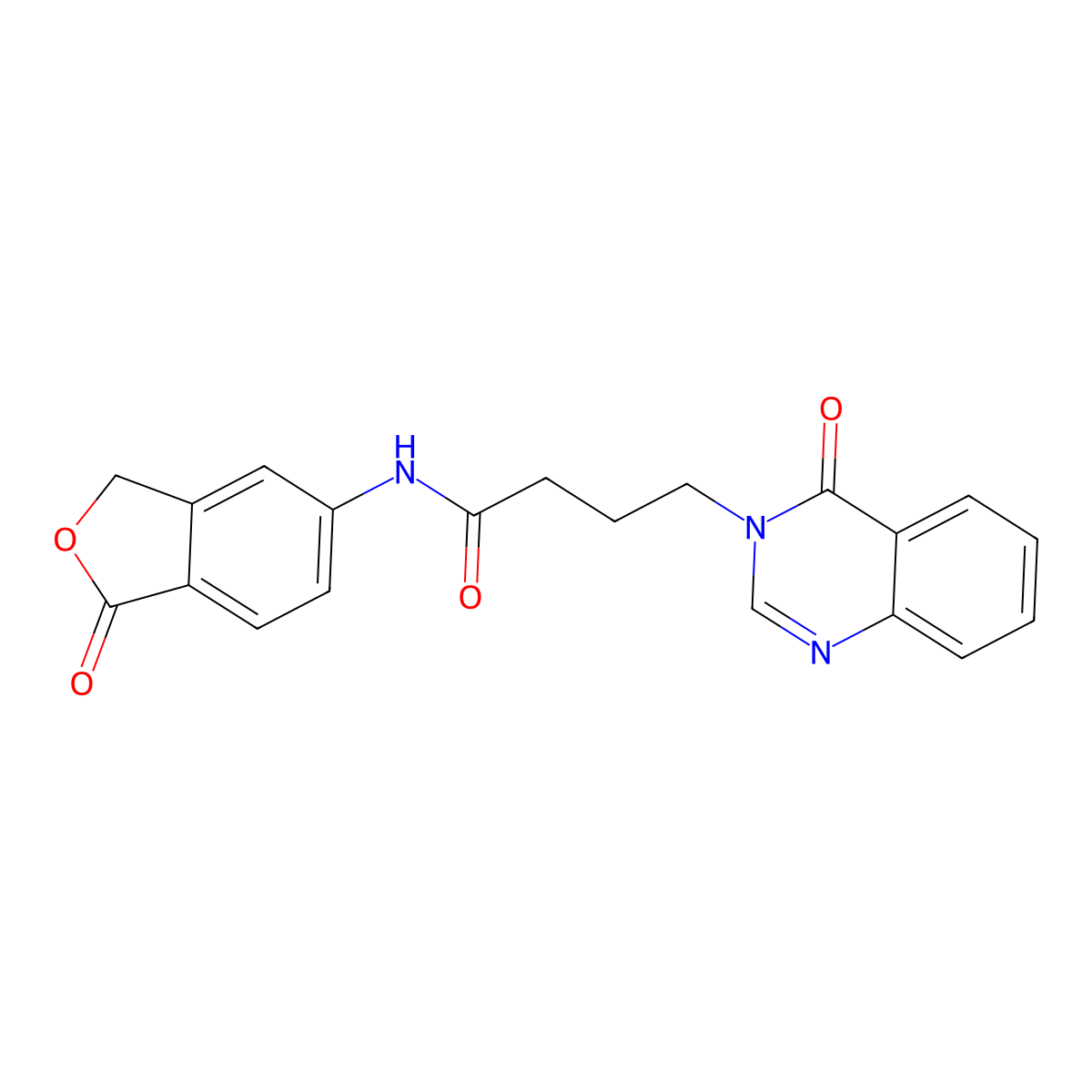N-(1-oxo-1,3-dihydro-2-benzofuran-5-yl)-4-(4-oxoquinazolin-3(4H)-yl)butanamide molecular structure, CAS 1436004-74-8