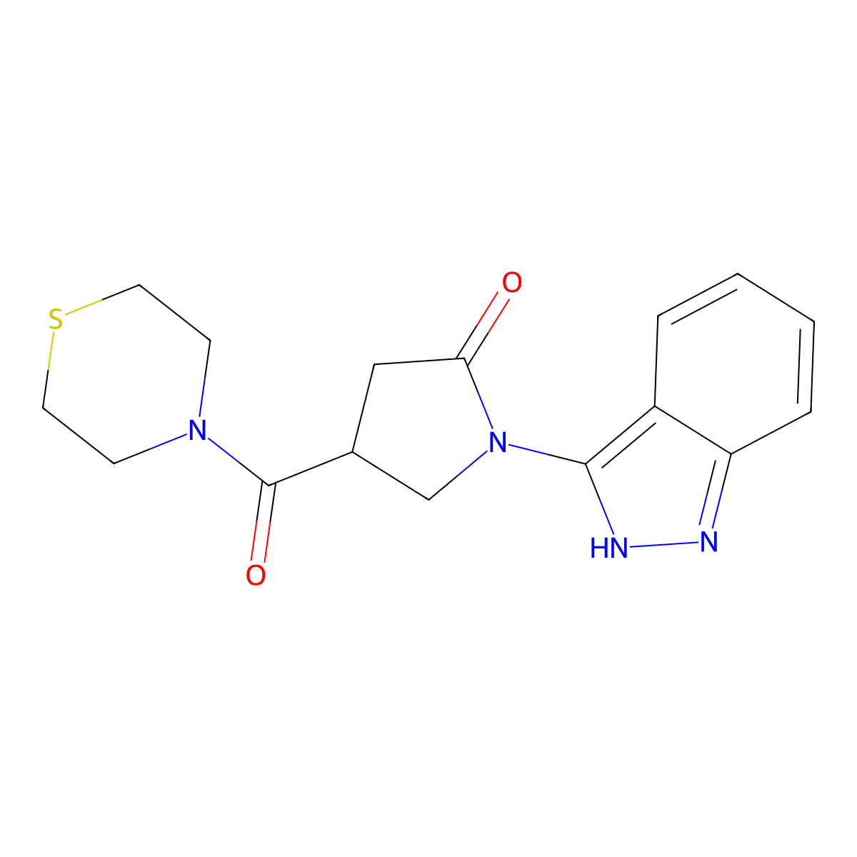 1-(2H-indazol-3-yl)-4-(thiomorpholin-4-ylcarbonyl)pyrrolidin-2-one molecular structure, CAS 1436004-82-8