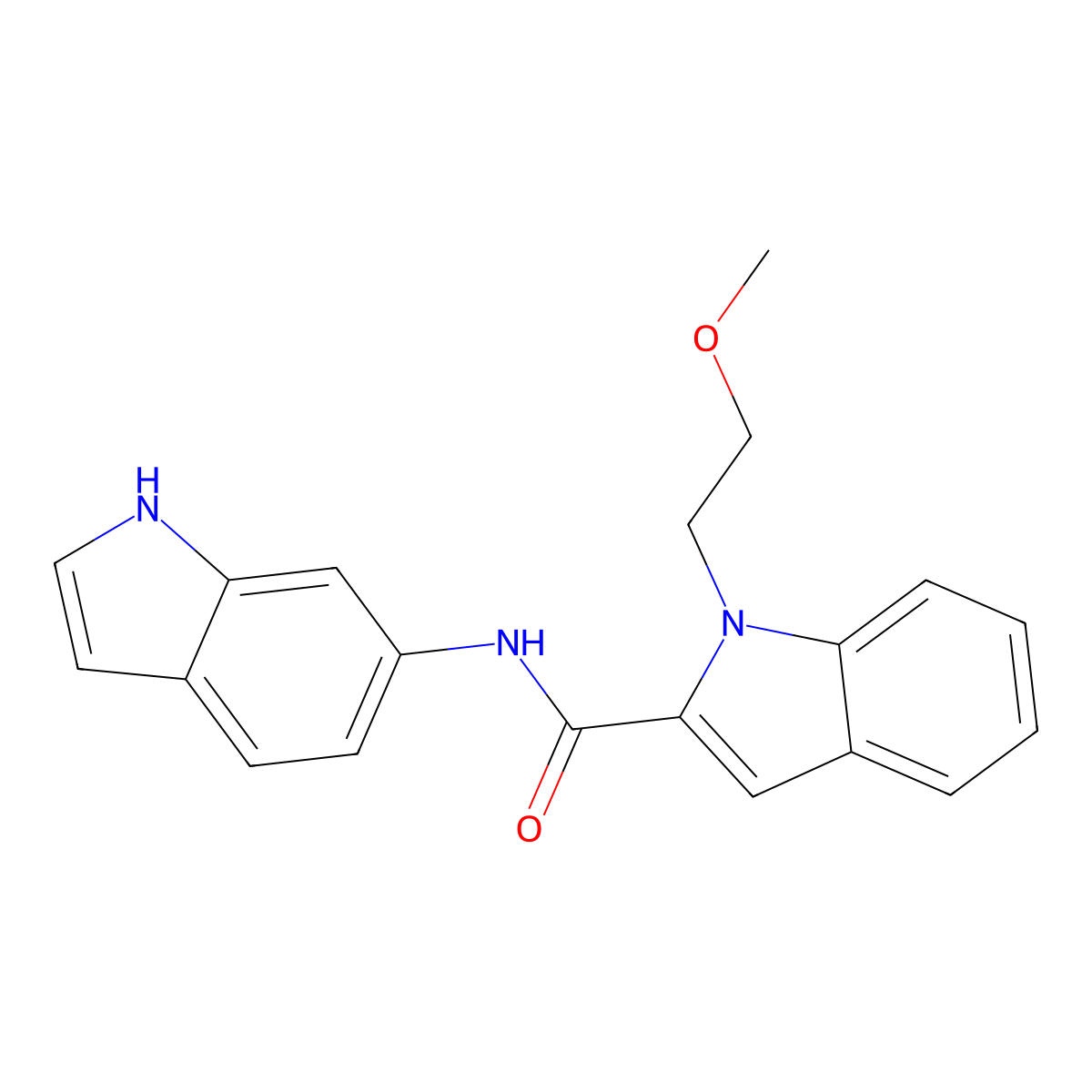N-(1H-indol-6-yl)-1-(2-methoxyethyl)-1H-indole-2-carboxamide molecular structure, CAS 1436004-86-2