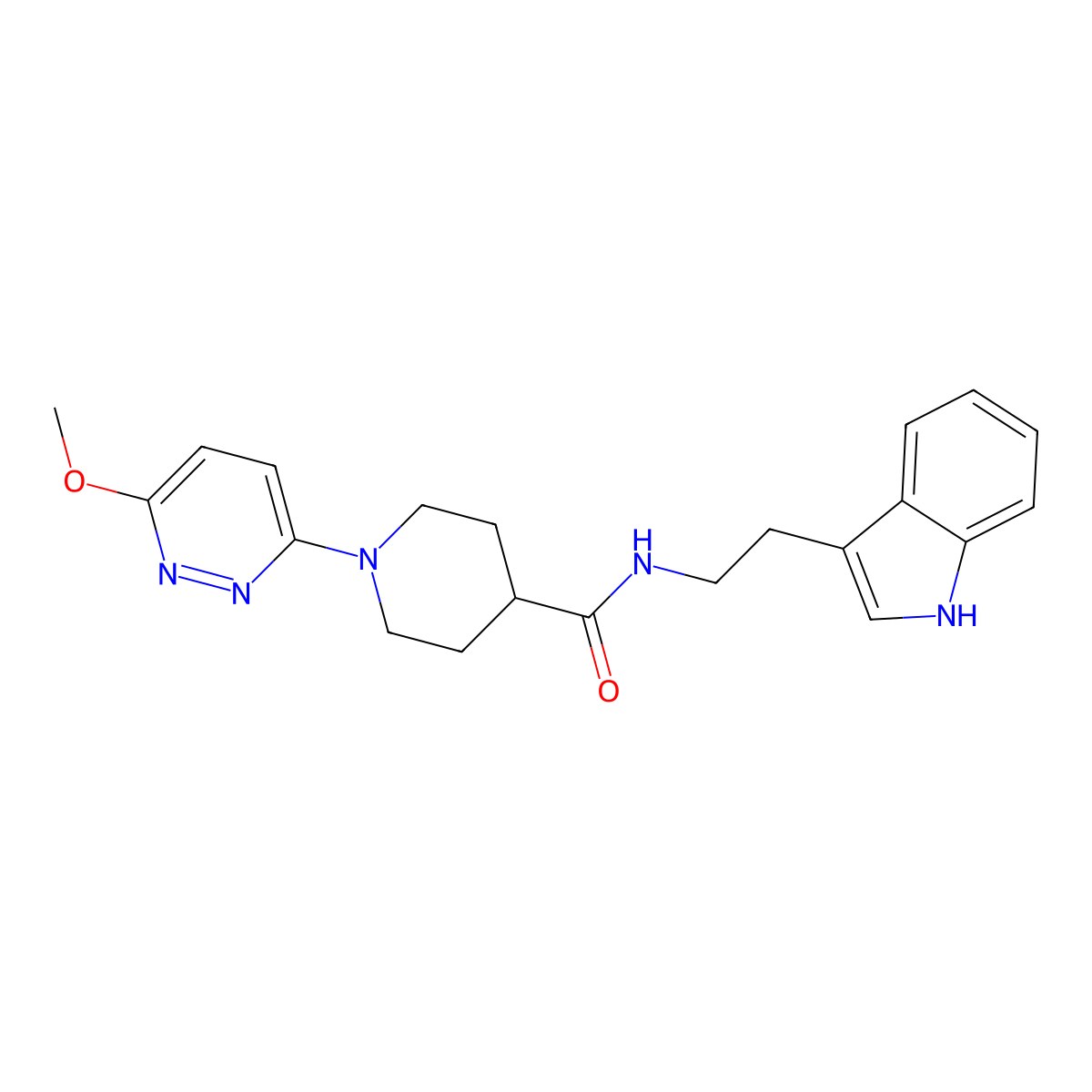 N-(2-(1H-indol-3-yl)ethyl)-1-(6-methoxypyridazin-3-yl)piperidine-4-carboxamide molecular structure, CAS 1436004-92-0
