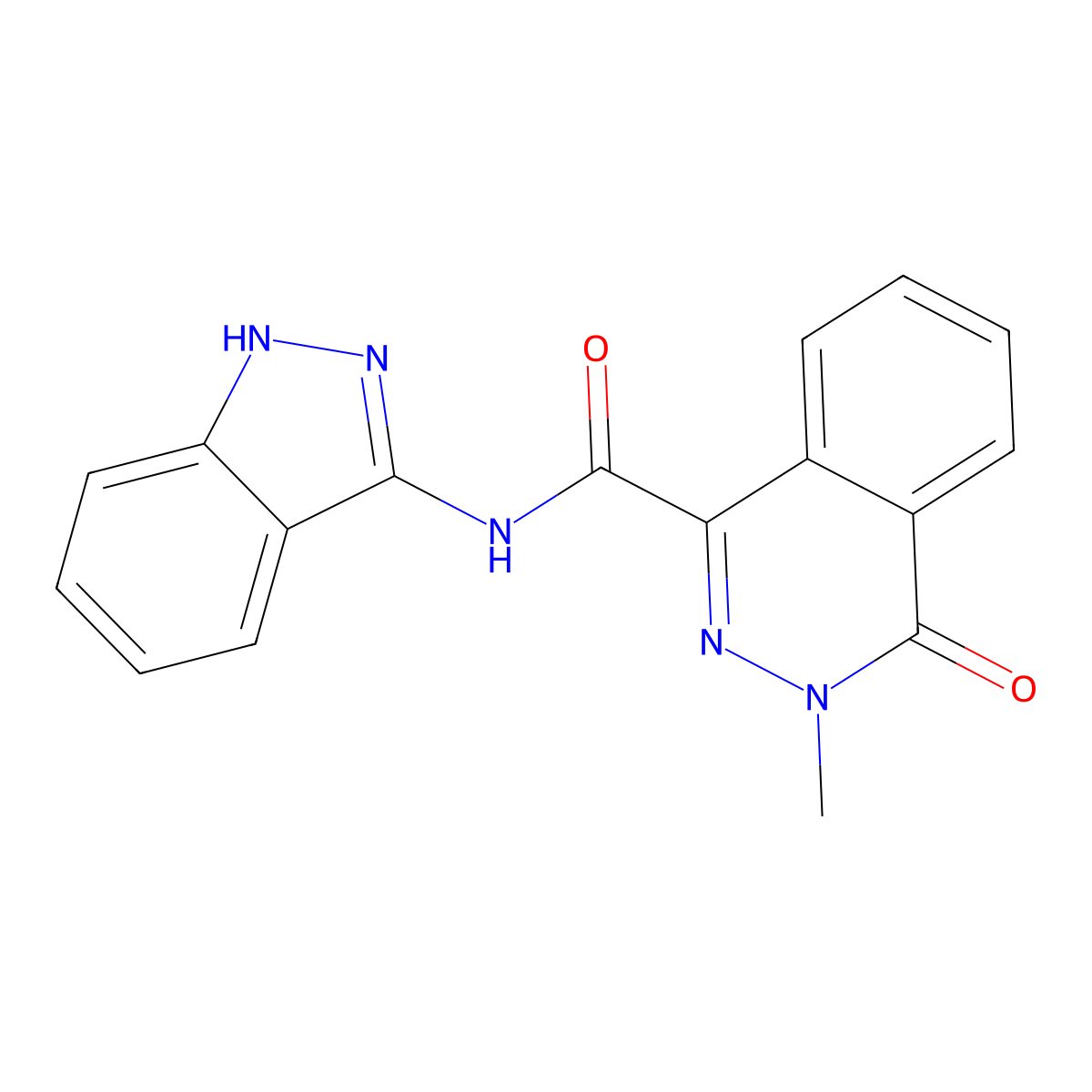 N-(2H-indazol-3-yl)-3-methyl-4-oxo-3,4-dihydrophthalazine-1-carboxamide molecular structure, CAS 1436004-93-1