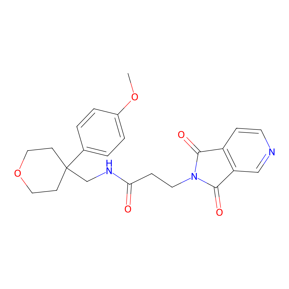 3-(1,3-dioxo-1,3-dihydro-2H-pyrrolo[3,4-c]pyridin-2-yl)-N-{[4-(4-methoxyphenyl)tetrahydro-2H-pyran-4-yl]methyl}propanamide molecular structure, CAS 1436004-96-4