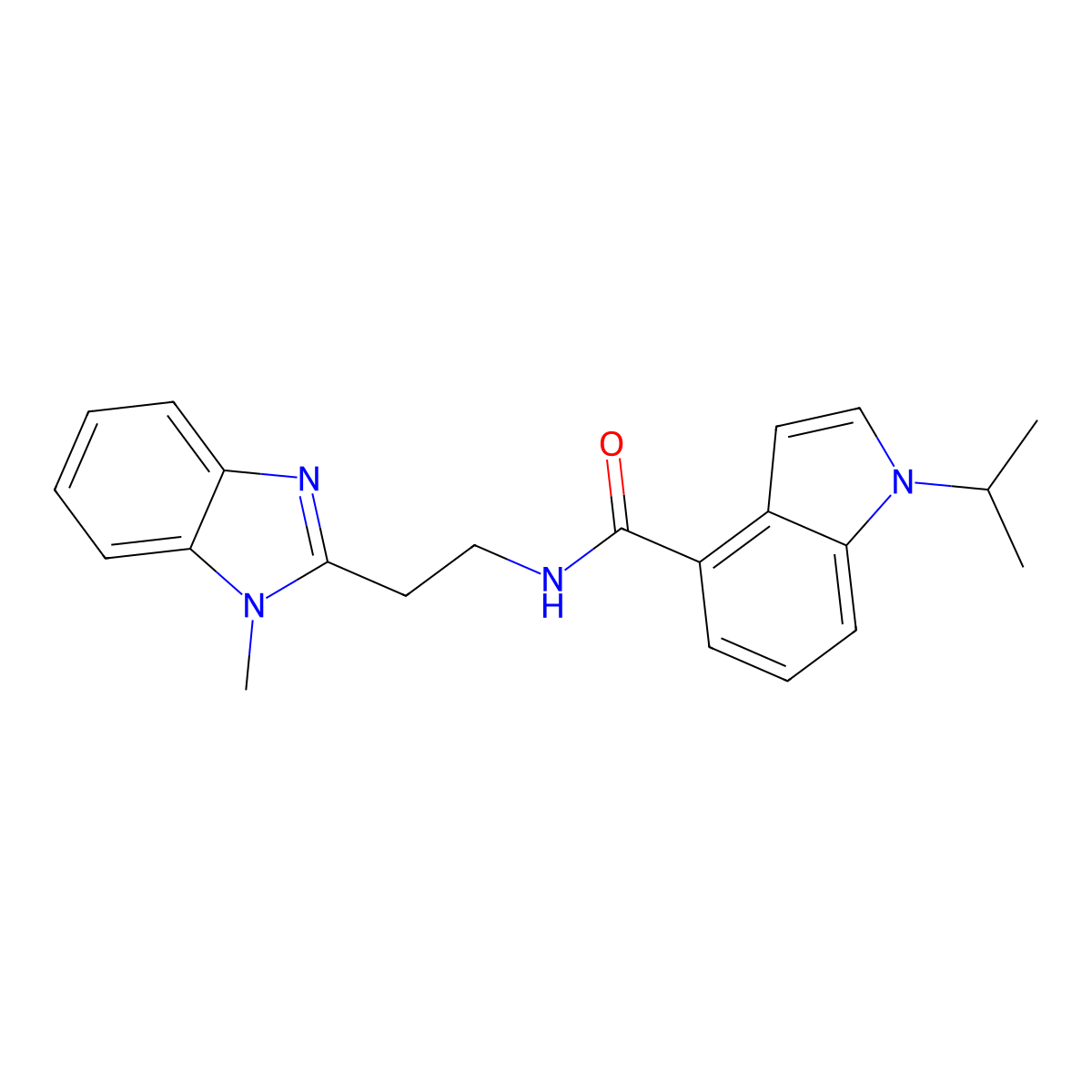 N-[2-(1-methyl-1H-benzimidazol-2-yl)ethyl]-1-(propan-2-yl)-1H-indole-4-carboxamide molecular structure, CAS 1436005-03-6
