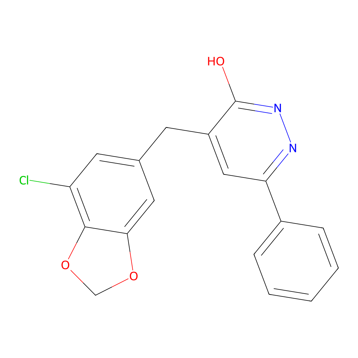 4-[(7-Chloro-1,3-benzodioxol-5-yl)methyl]-6-phenylpyridazin-3-ol molecular structure, CAS 1436005-12-7