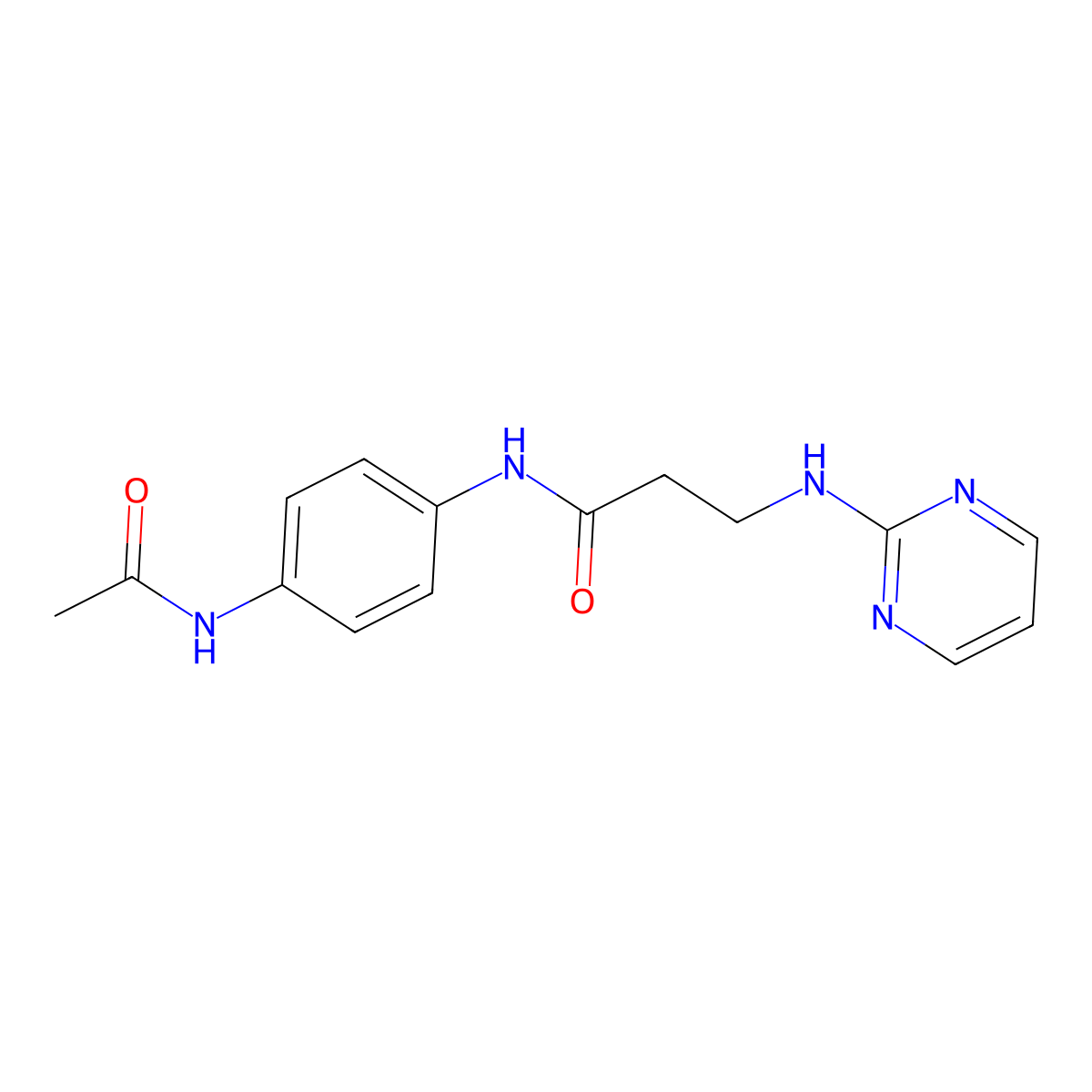 N-[4-(acetylamino)phenyl]-N~3~-pyrimidin-2-yl-beta-alaninamide molecular structure, CAS 1436005-20-7