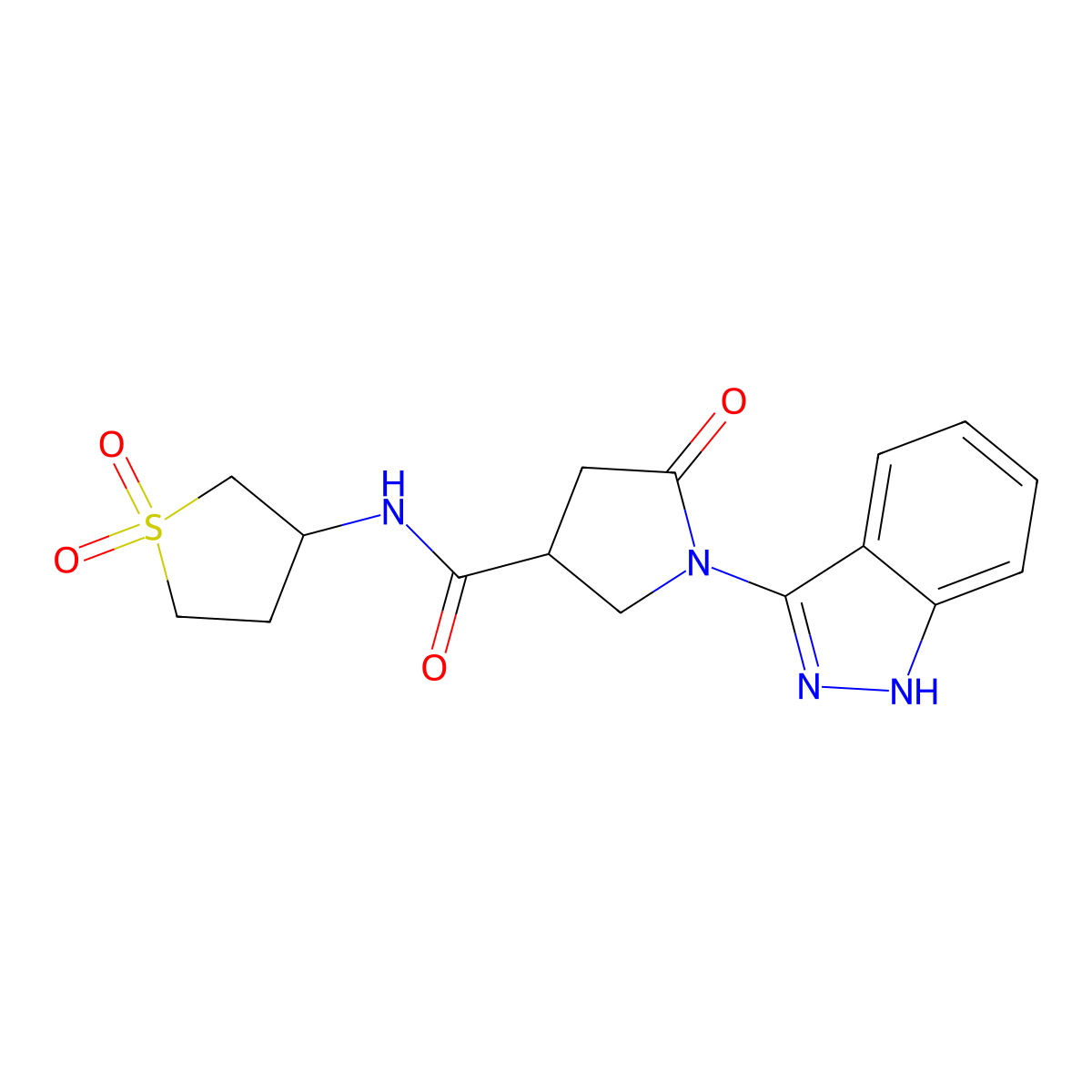 N-(1,1-dioxidotetrahydrothiophen-3-yl)-1-(2H-indazol-3-yl)-5-oxopyrrolidine-3-carboxamide molecular structure, CAS 1436005-42-3