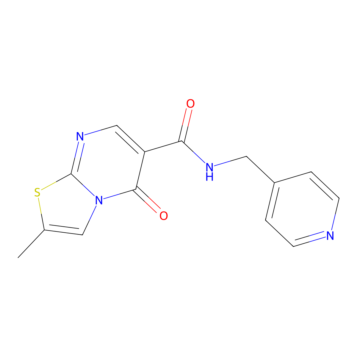 2-methyl-5-oxo-N-(4-pyridylmethyl)-5H-[1,3]thiazolo[3,2-a]pyrimidine-6-carboxamide molecular structure, CAS 1436005-58-1