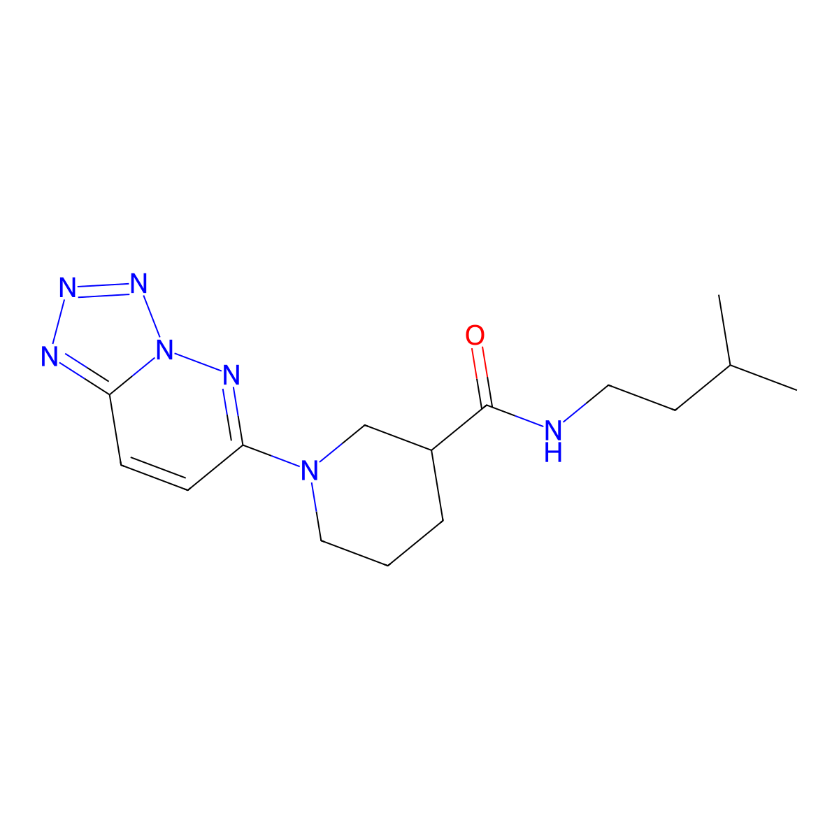 N-isopentyl-1-[1,2,3,4]tetraazolo[1,5-b]pyridazin-6-yl-3-piperidinecarboxamide molecular structure, CAS 1436005-59-2