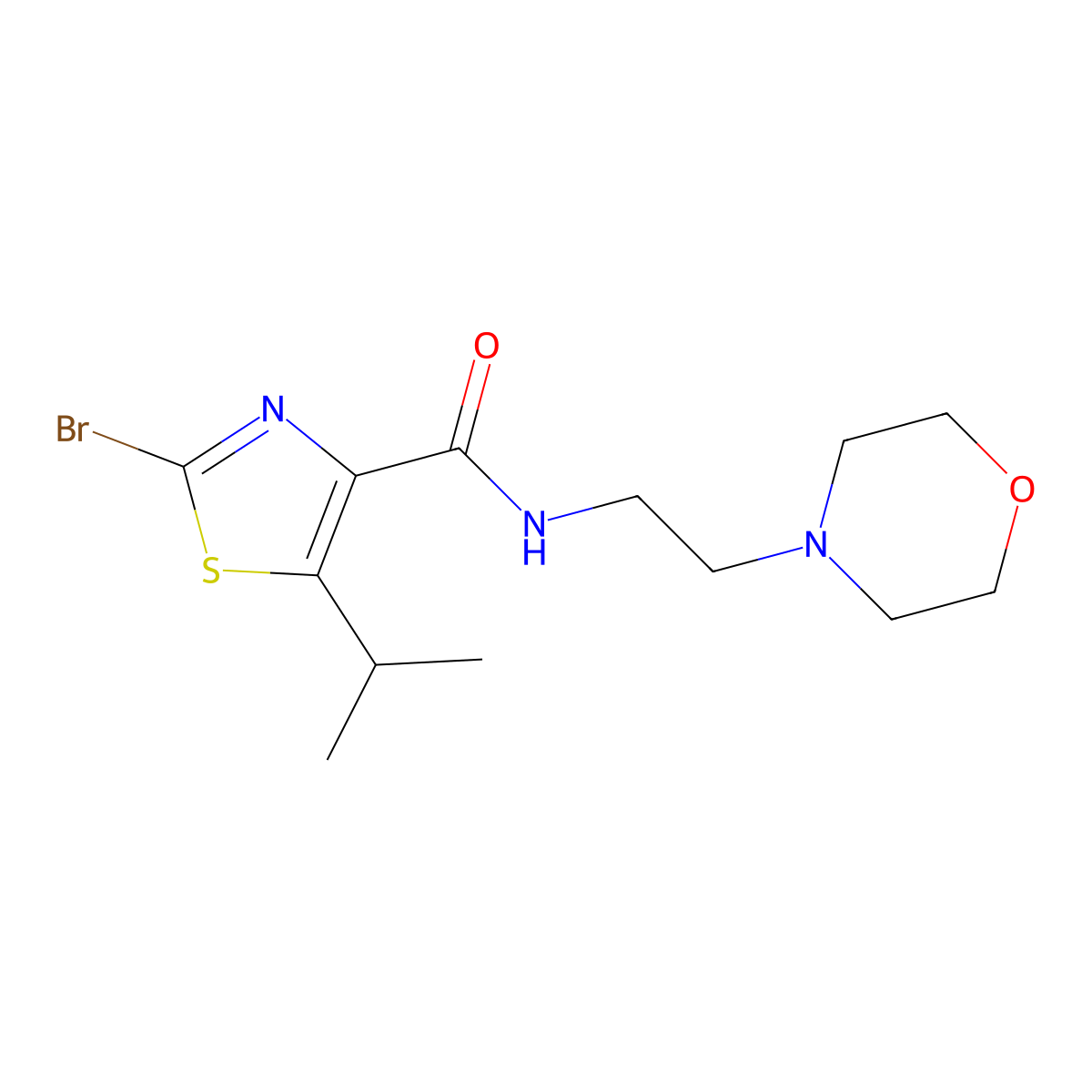 2-bromo-5-isopropyl-N-(2-morpholinoethyl)-1,3-thiazole-4-carboxamide molecular structure, CAS 1436005-63-8
