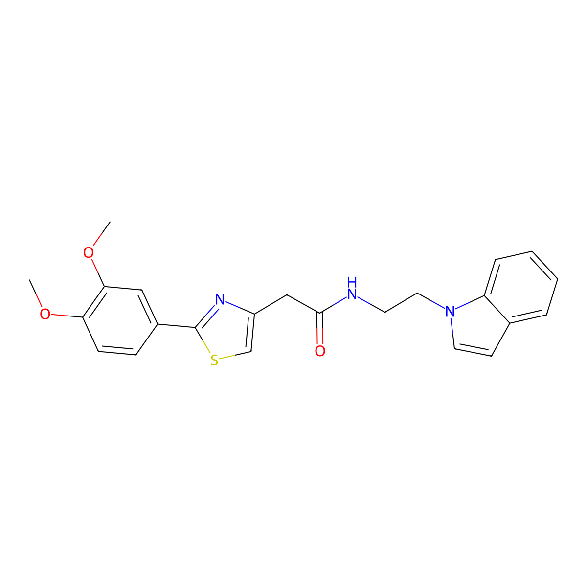 2-[2-(3,4-dimethoxyphenyl)-1,3-thiazol-4-yl]-N-[2-(1H-indol-1-yl)ethyl]acetamide molecular structure, CAS 1436005-67-2