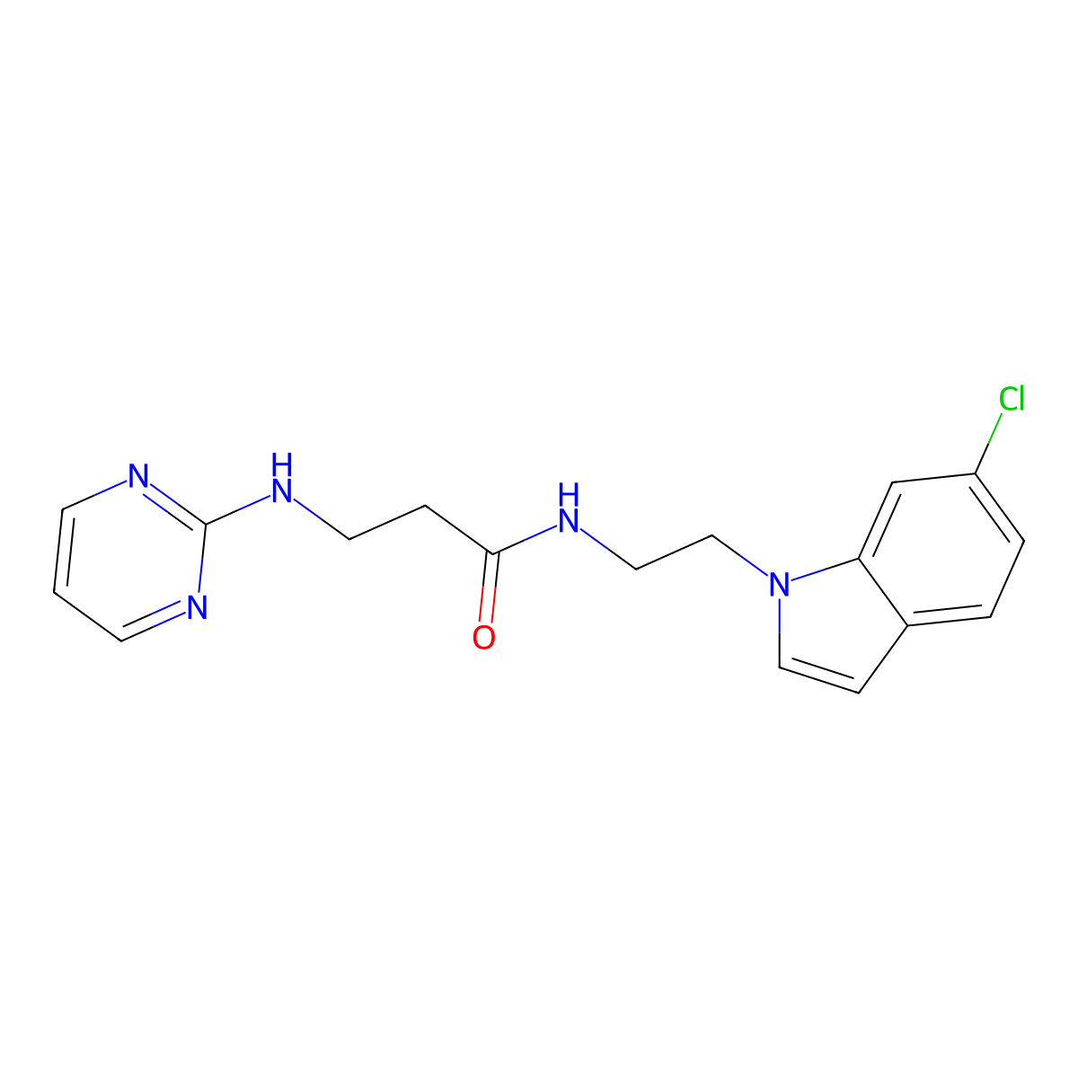 N-[2-(6-chloro-1H-indol-1-yl)ethyl]-3-(2-pyrimidinylamino)propanamide molecular structure, CAS 1436005-83-2