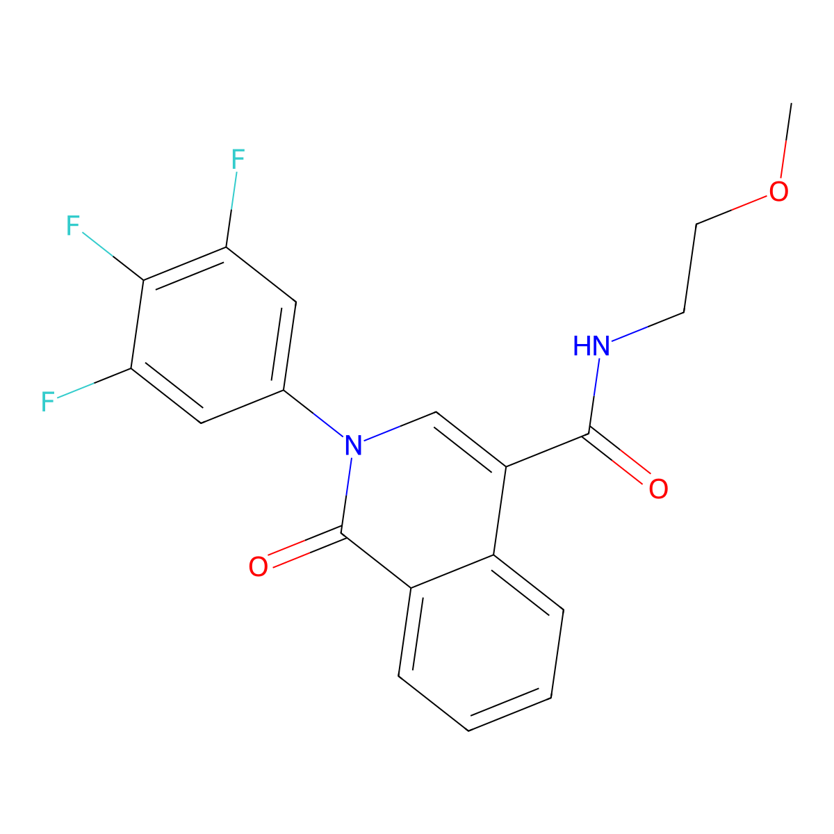 N-(2-methoxyethyl)-1-oxo-2-(3,4,5-trifluorophenyl)-1,2-dihydroisoquinoline-4-carboxamide molecular structure, CAS 1436005-86-5