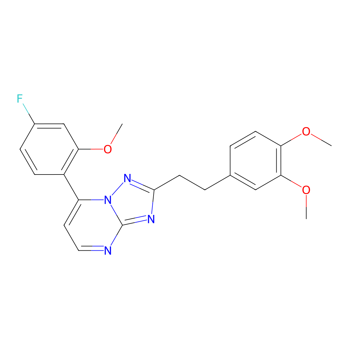 2-[2-(3,4-Dimethoxyphenethyl)[1,2,4]triazolo[1,5-a]pyrimidin-7-yl]-5-fluorophenyl methyl ether molecular structure, CAS 1436006-13-1