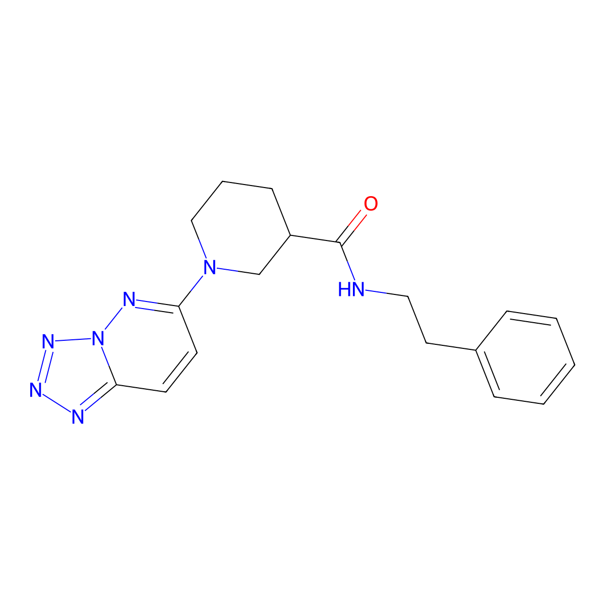 N-phenethyl-1-[1,2,3,4]tetraazolo[1,5-b]pyridazin-6-yl-3-piperidinecarboxamide molecular structure, CAS 1436006-20-0