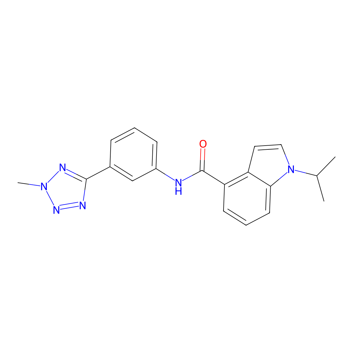 N-[3-(2-methyl-2H-tetrazol-5-yl)phenyl]-1-(propan-2-yl)-1H-indole-4-carboxamide molecular structure, CAS 1436006-21-1