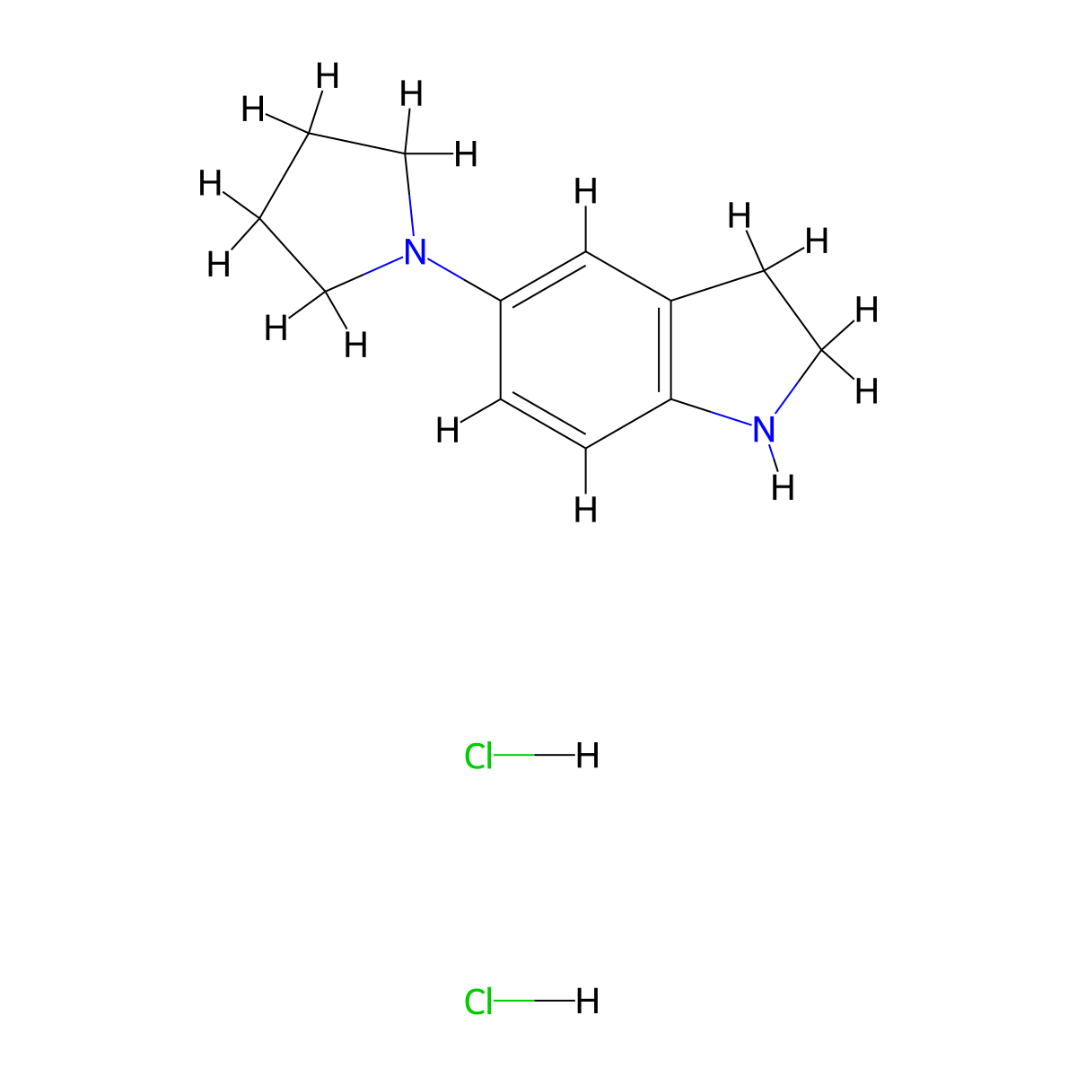 5-(pyrrolidin-1-yl)-2,3-dihydro-1H-indole dihydrochloride molecular structure, CAS 143608-11-1