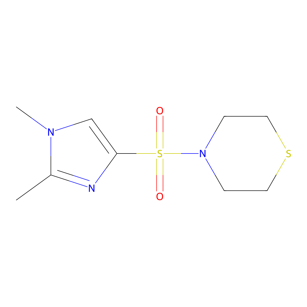 4-((1,2-dimethyl-1H-imidazol-4-yl)sulfonyl)thiomorpholine molecular structure, CAS 1436086-32-6