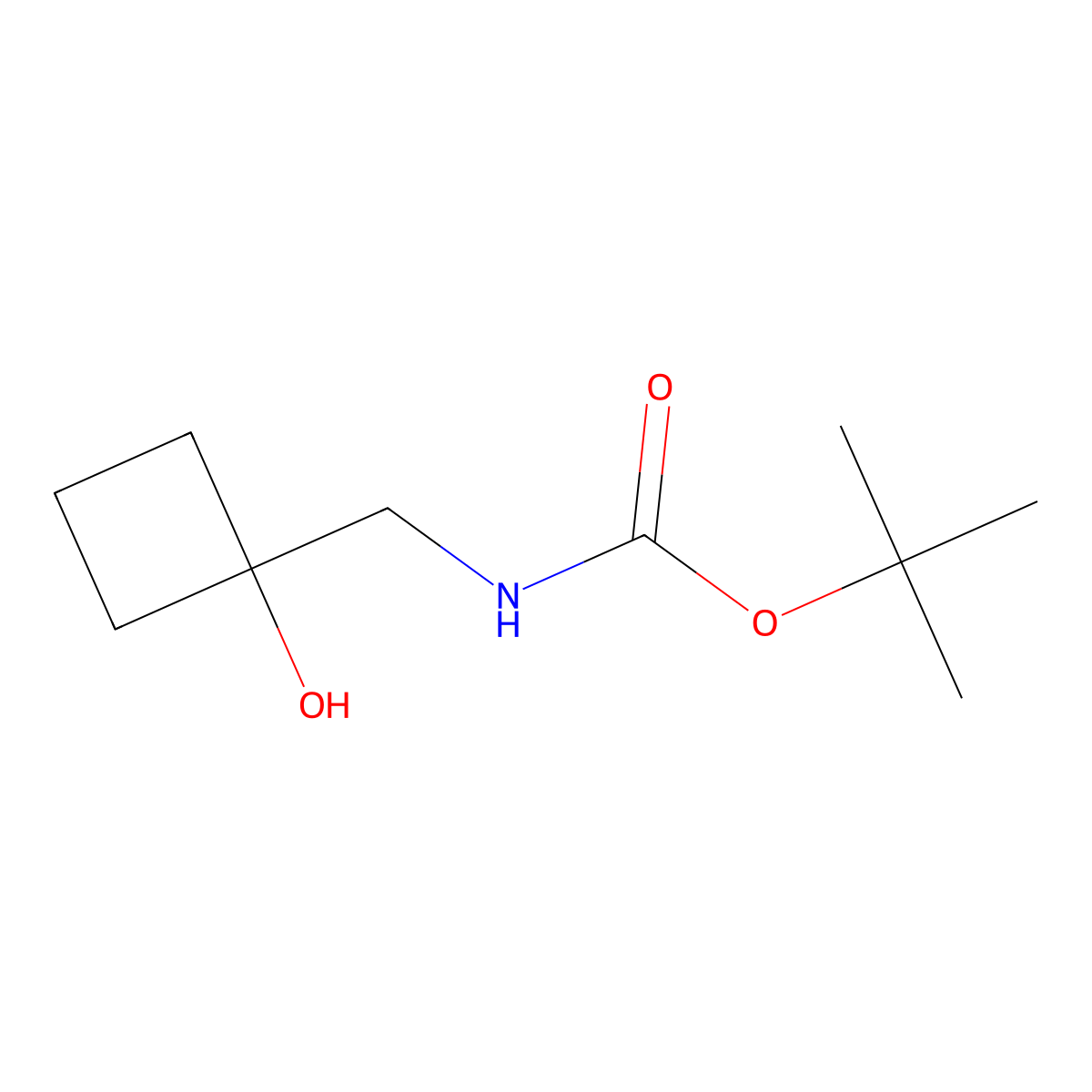 tert-butyl N-((1-hydroxycyclobutyl)methyl)carbamate molecular structure, CAS 1436095-50-9