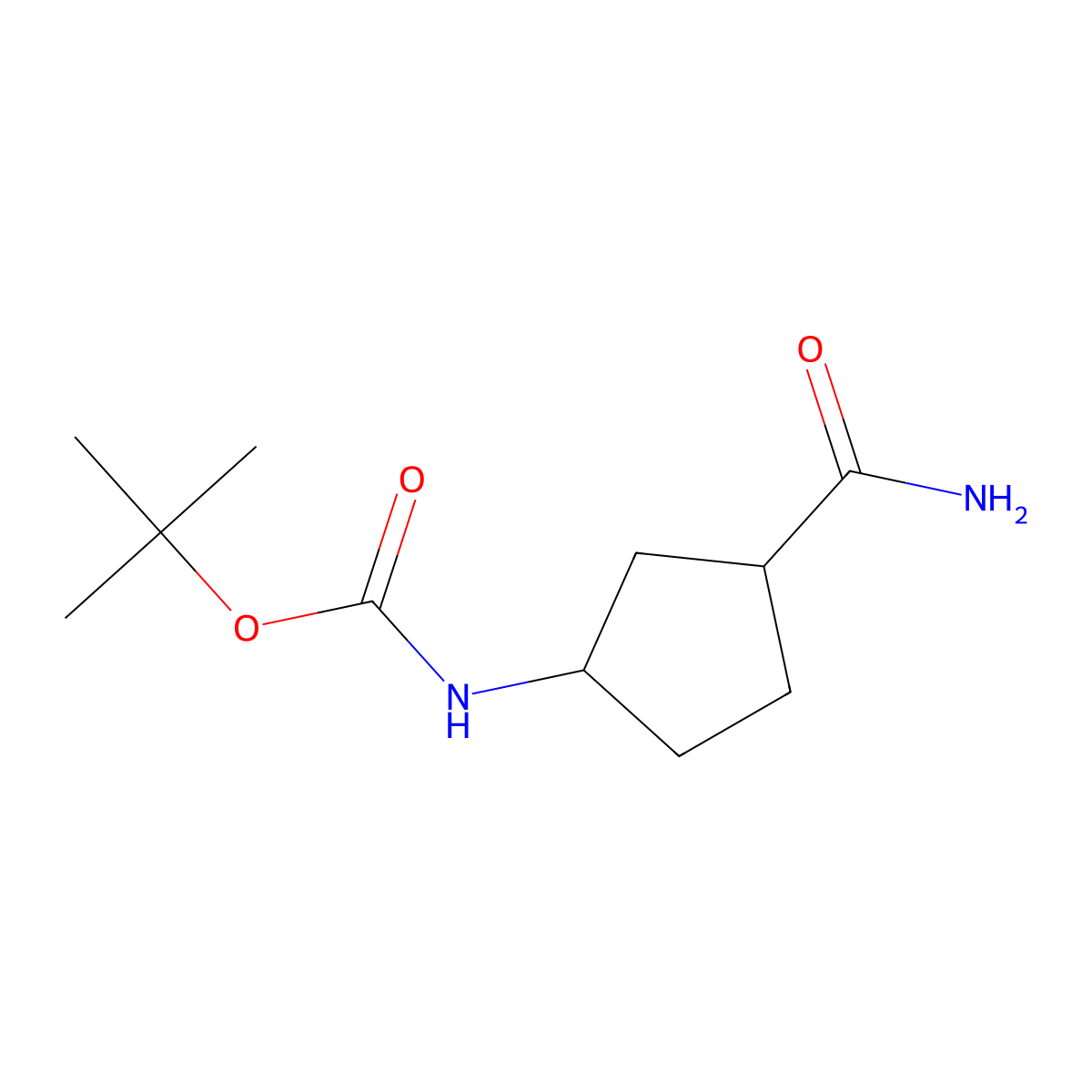 Tert-butyl N-(3-carbamoylcyclopentyl)carbamate molecular structure, CAS 1436103-31-9