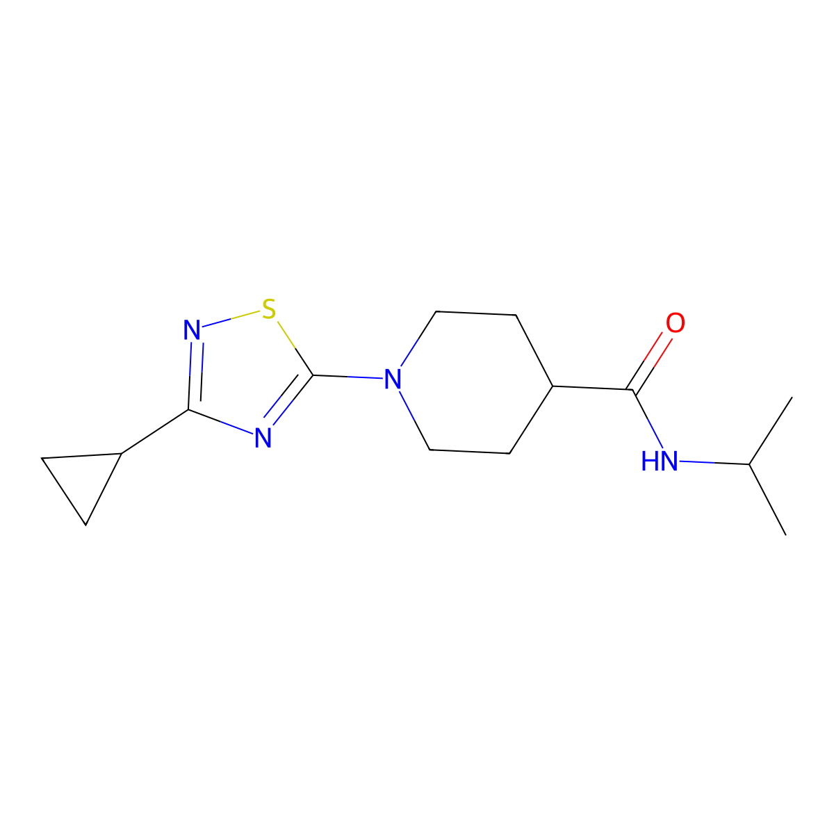 1-(3-cyclopropyl-1,2,4-thiadiazol-5-yl)-N-(propan-2-yl)piperidine-4-carboxamide molecular structure, CAS 1436105-05-3