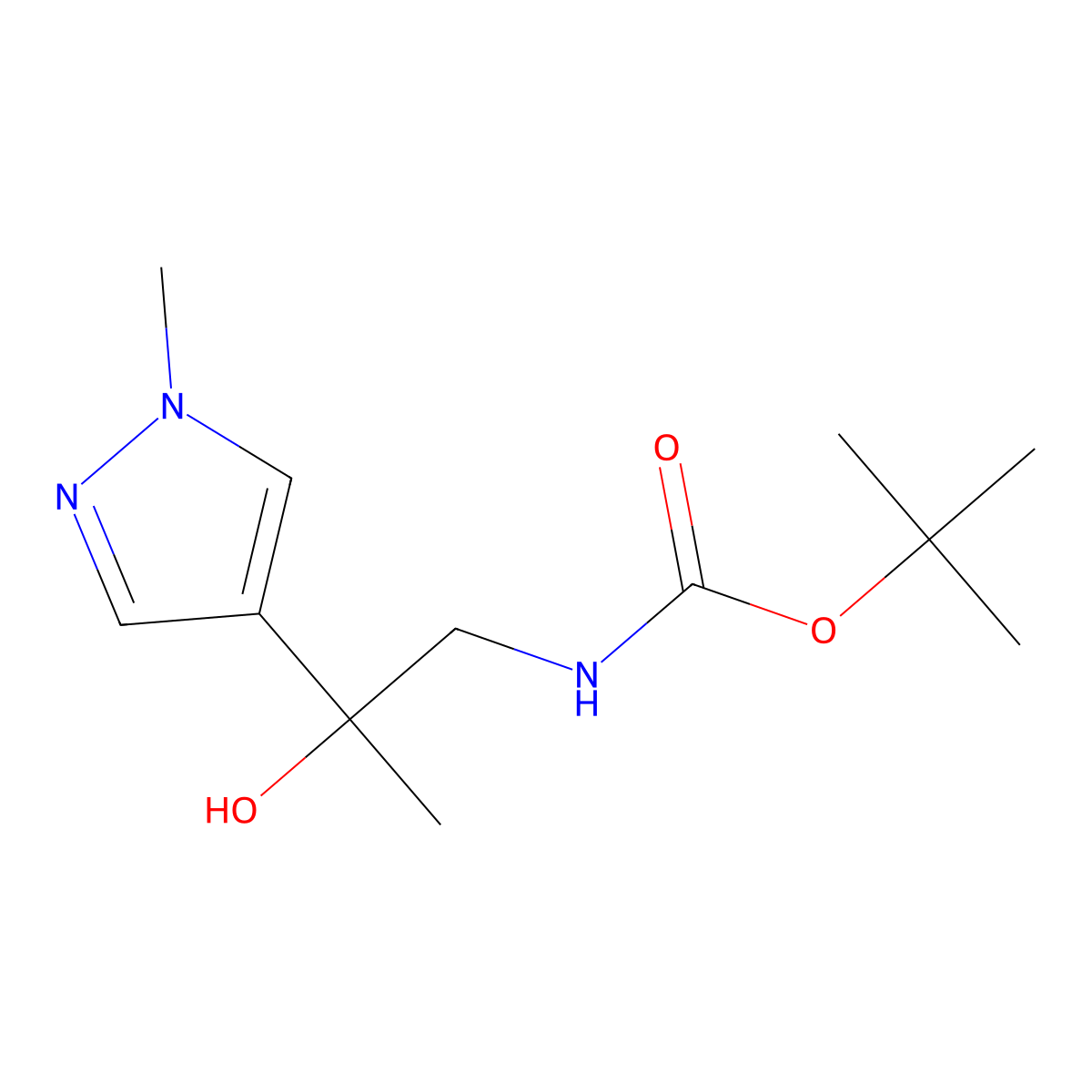 Tert-butyl N-[2-hydroxy-2-(1-methylpyrazol-4-YL)propyl]carbamate molecular structure, CAS 1436159-40-8