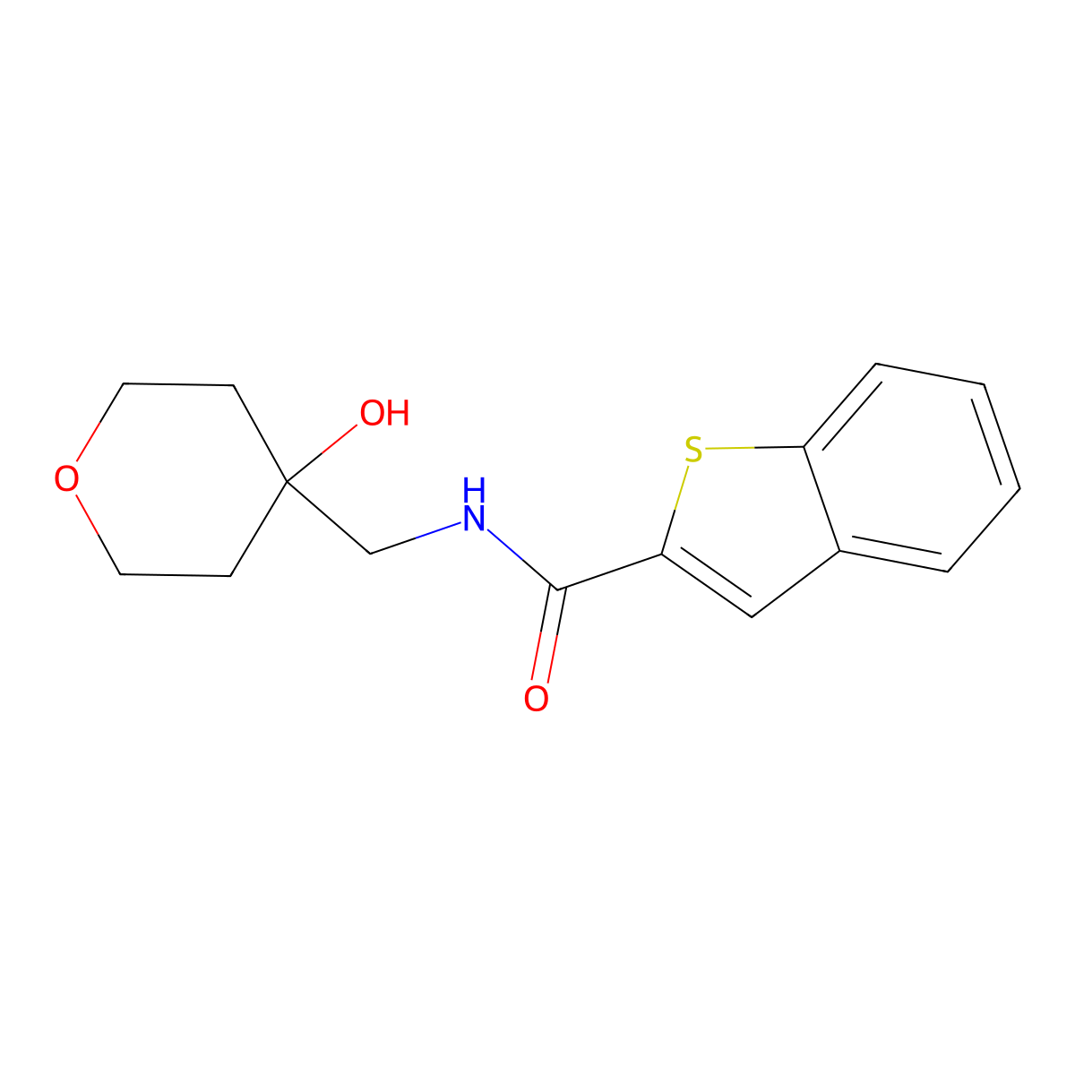 N-[(4-hydroxyoxan-4-yl)methyl]-1-benzothiophene-2-carboxamide molecular structure, CAS 1436171-31-1
