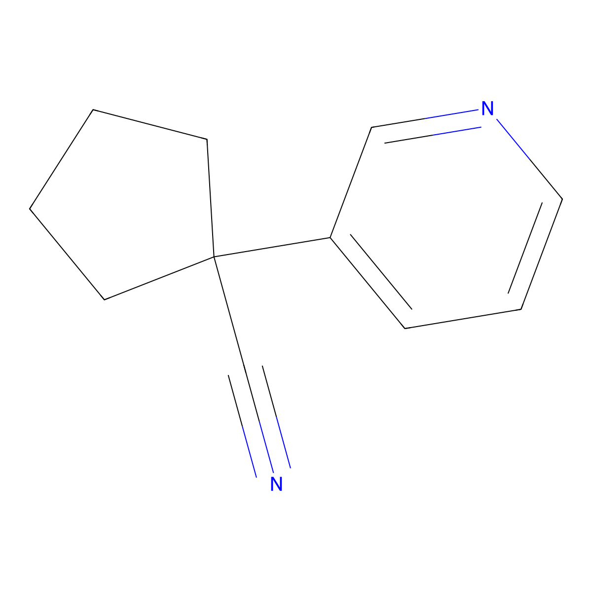 1-Pyridin-3-yl-cyclopentanecarbonitrile molecular structure, CAS 143619-68-5