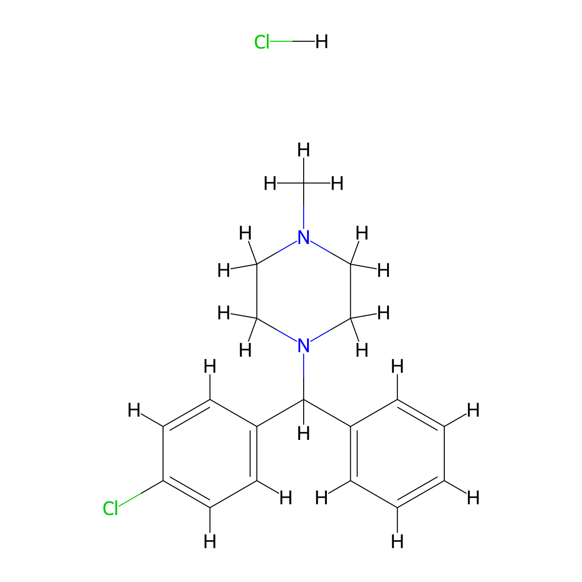 Chlorcyclizine Hydrochloride molecular structure, CAS 14362-31-3