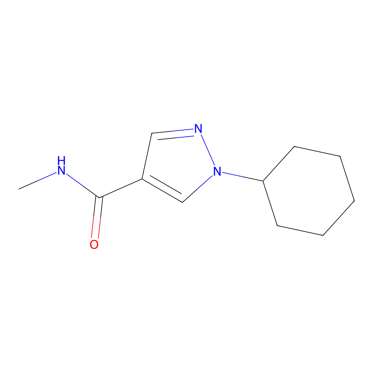 1-cyclohexyl-N-methyl-1H-pyrazole-4-carboxamide molecular structure, CAS 1436207-60-1